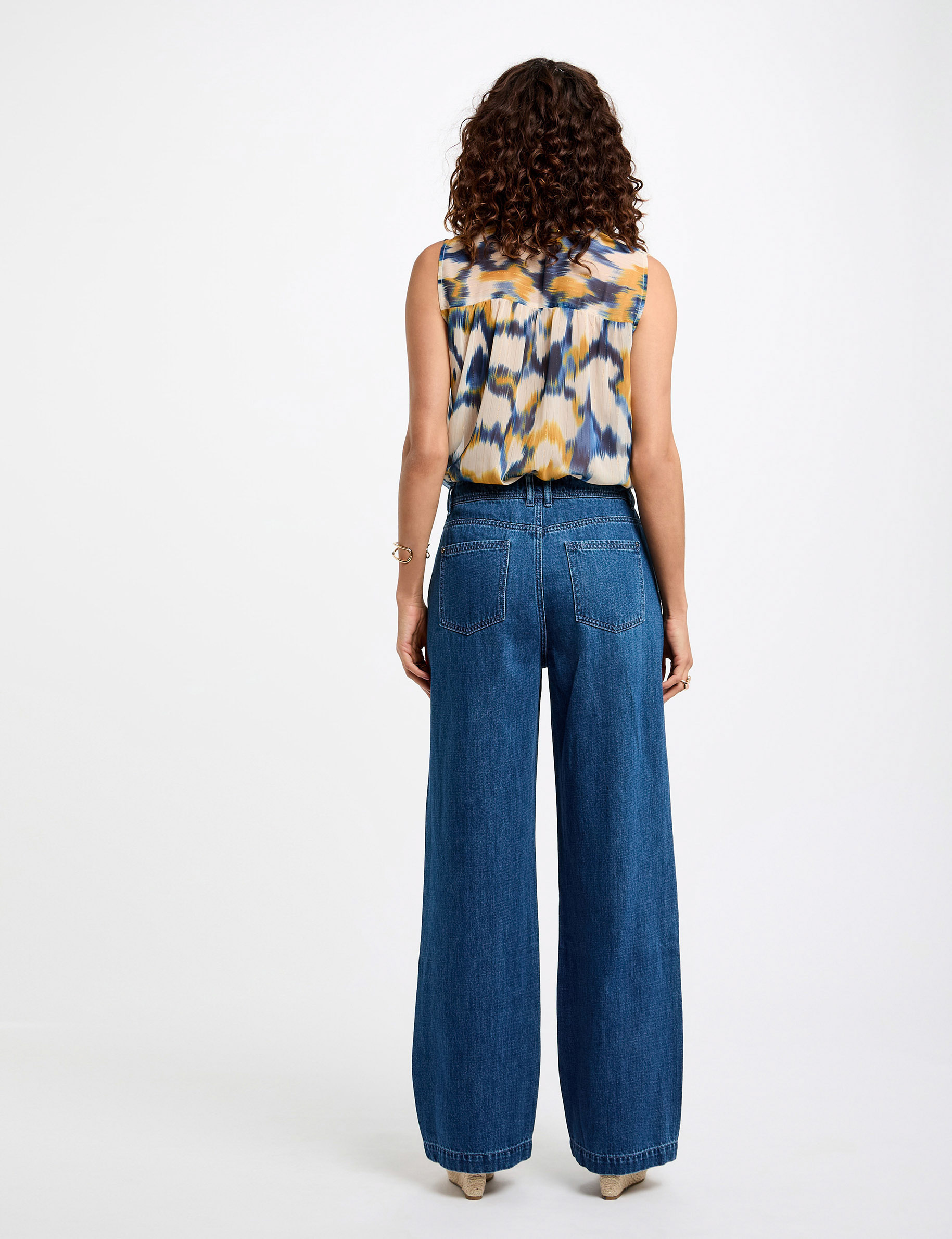 high waist wide leg jeans stone wash denim women High waist wide leg jeans stone wash denim women