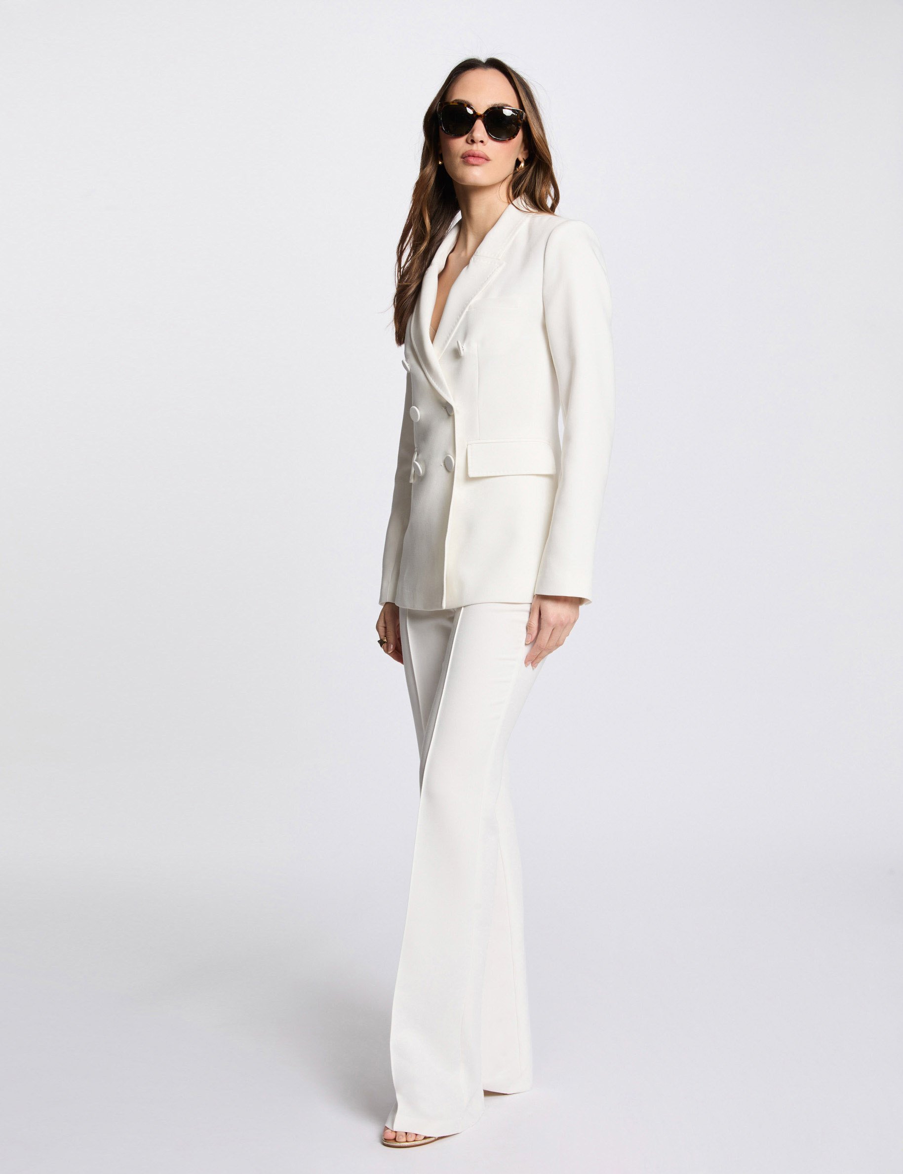 High-waist bootcut trousers white women