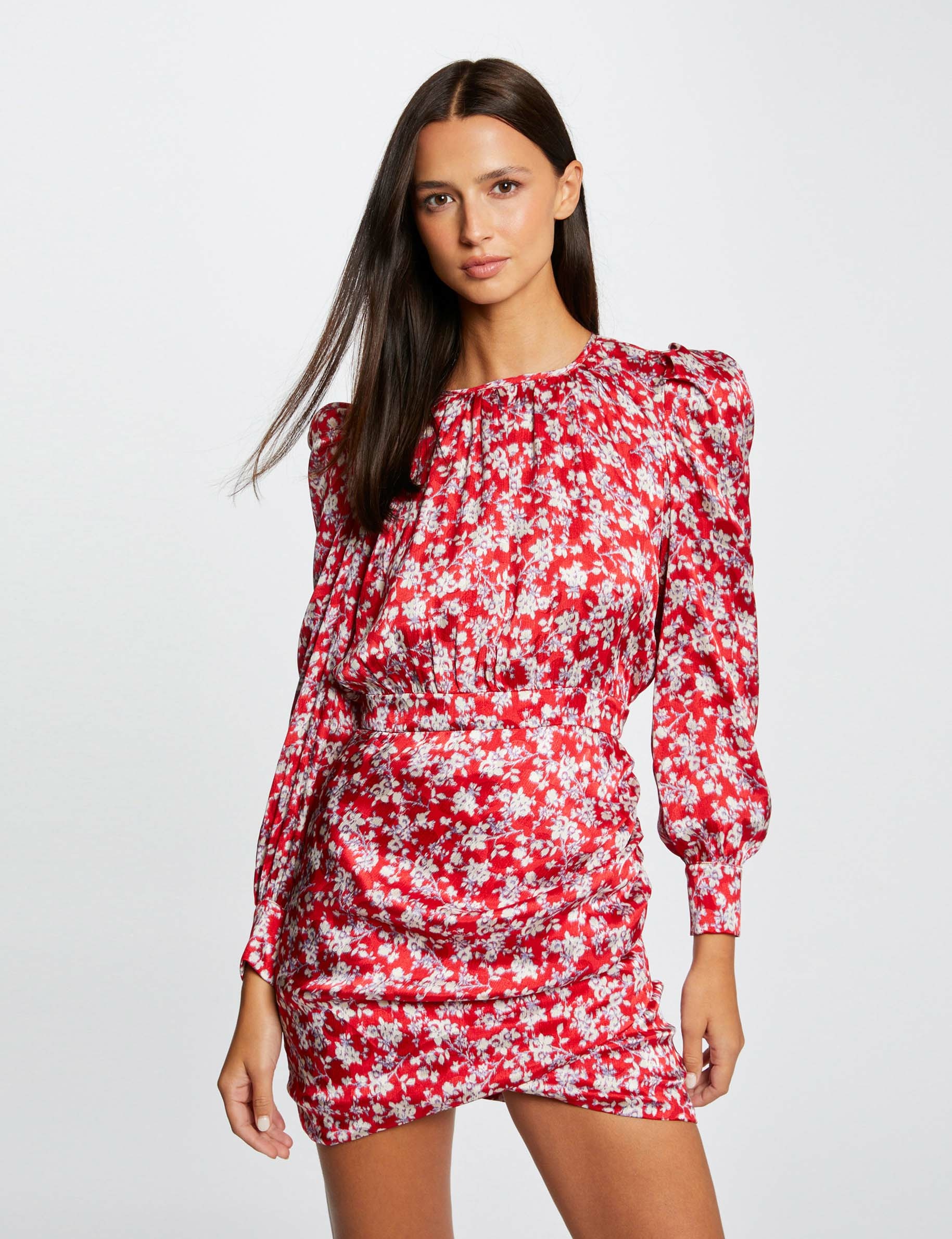 Draped waisted dress floral print multico ladies'