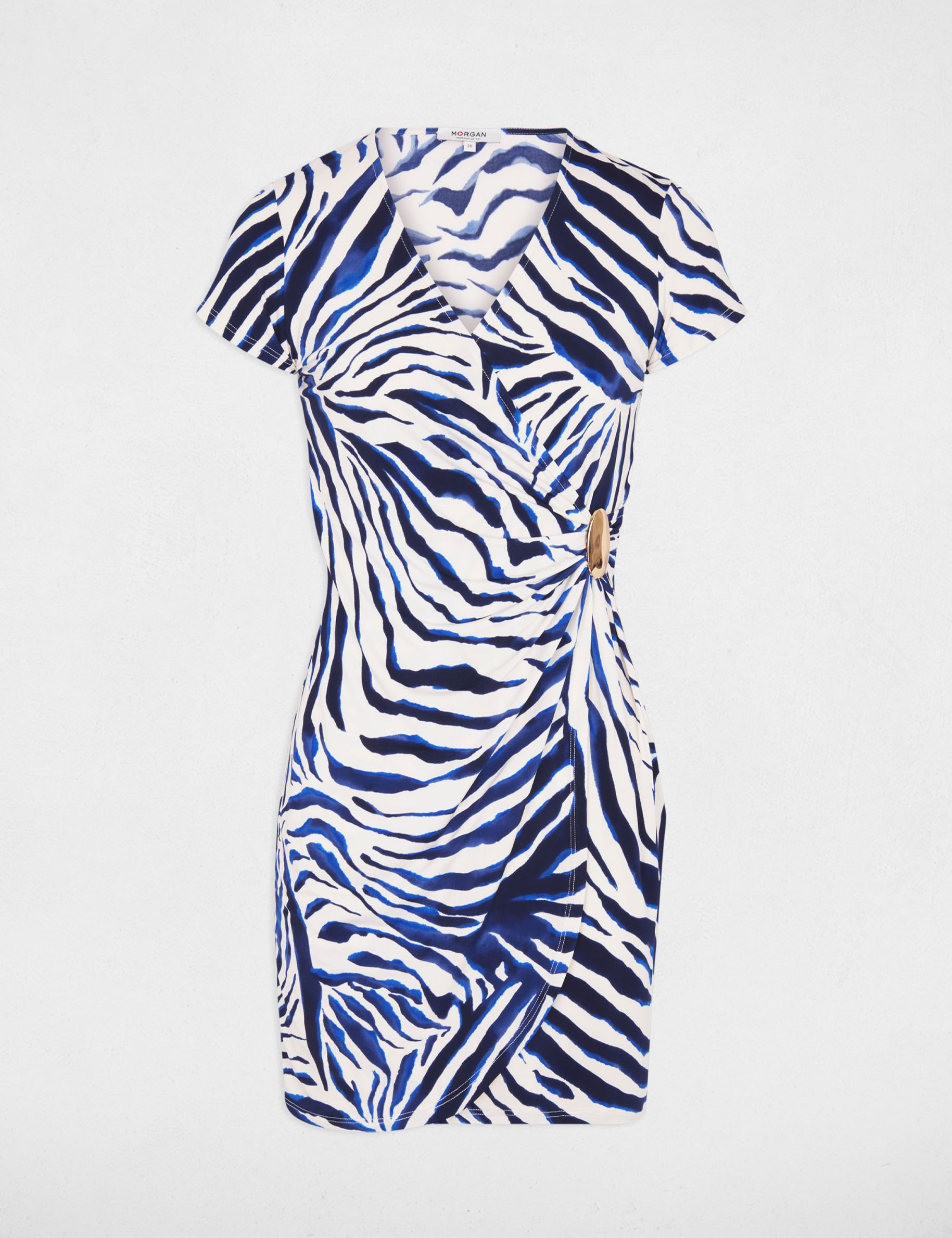 Wrap dress with short sleeves multicolor women