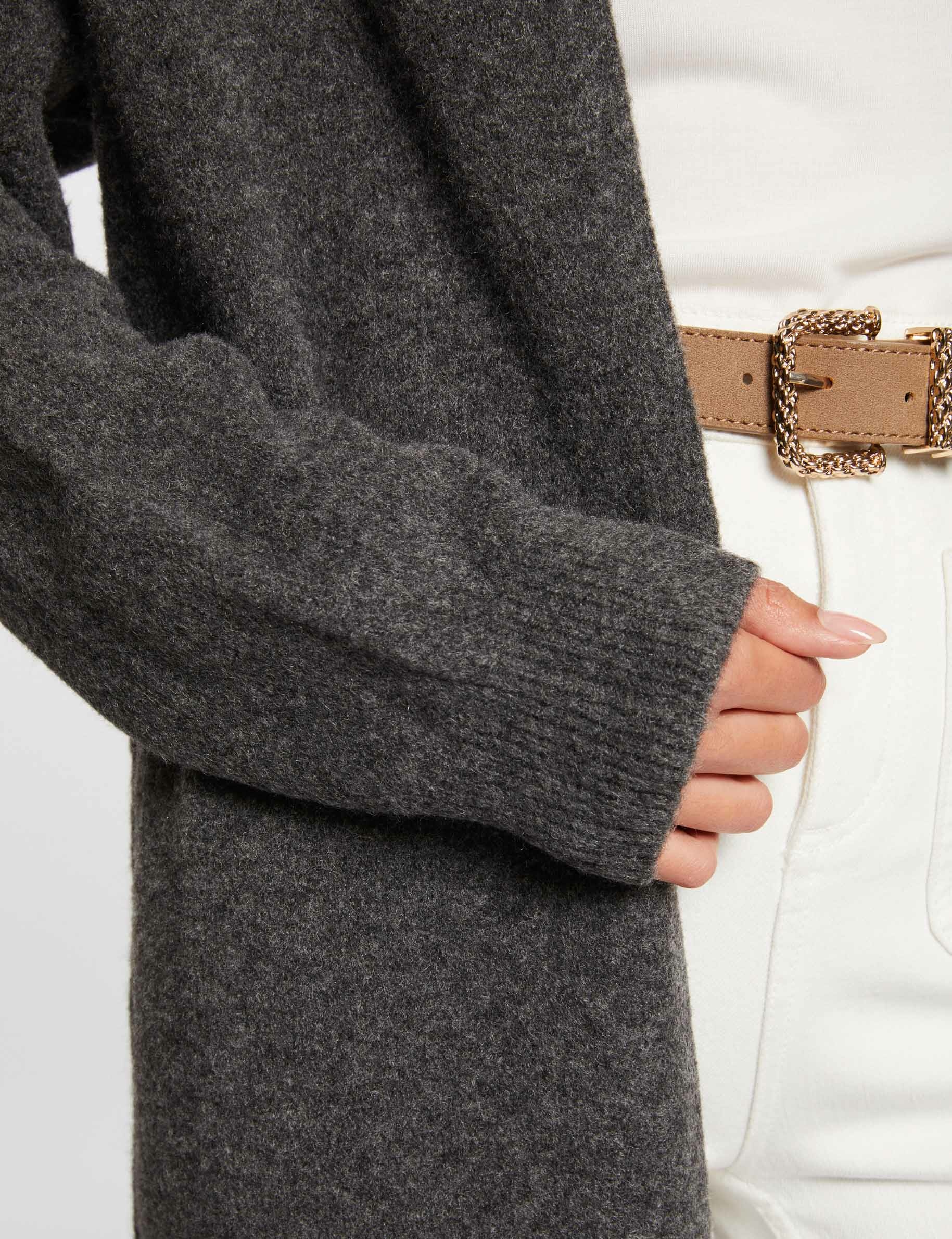 Long cardigan long sleeves mid-grey women | Morgan