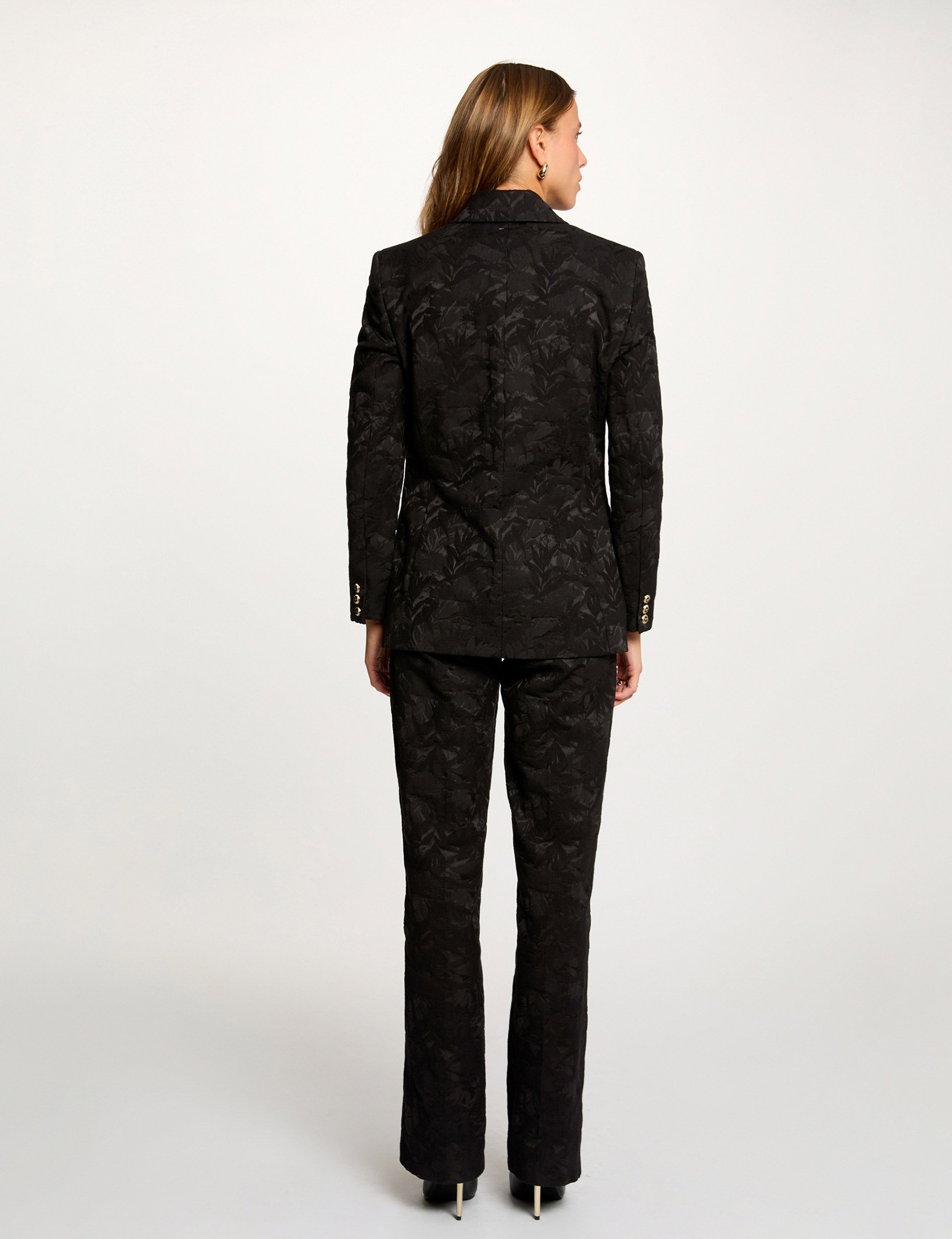 High-waisted slim trousers black women