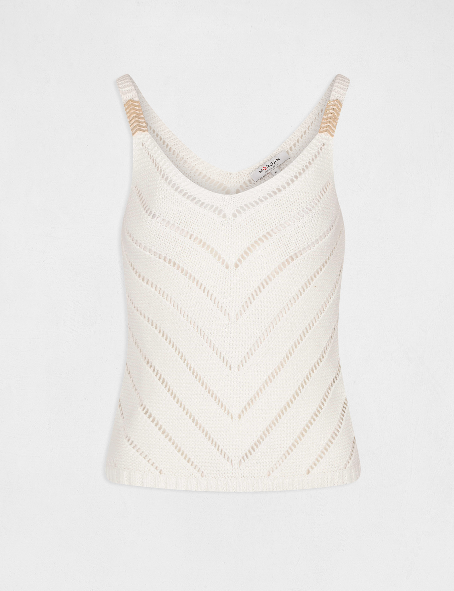 Jumper vest top with metal ornaments ivory women