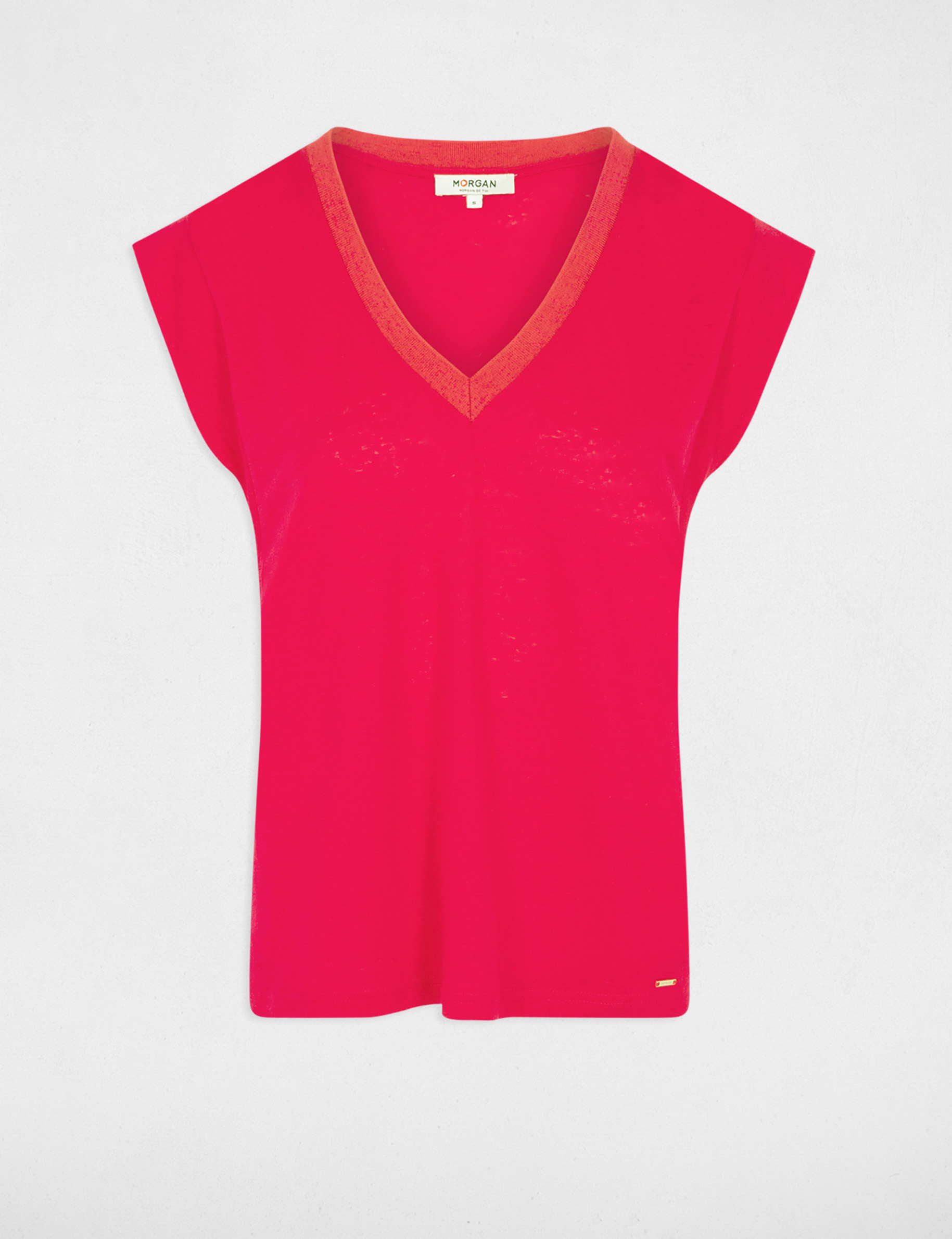 Short-sleeved t-shirt with V-neck raspberry ladies'