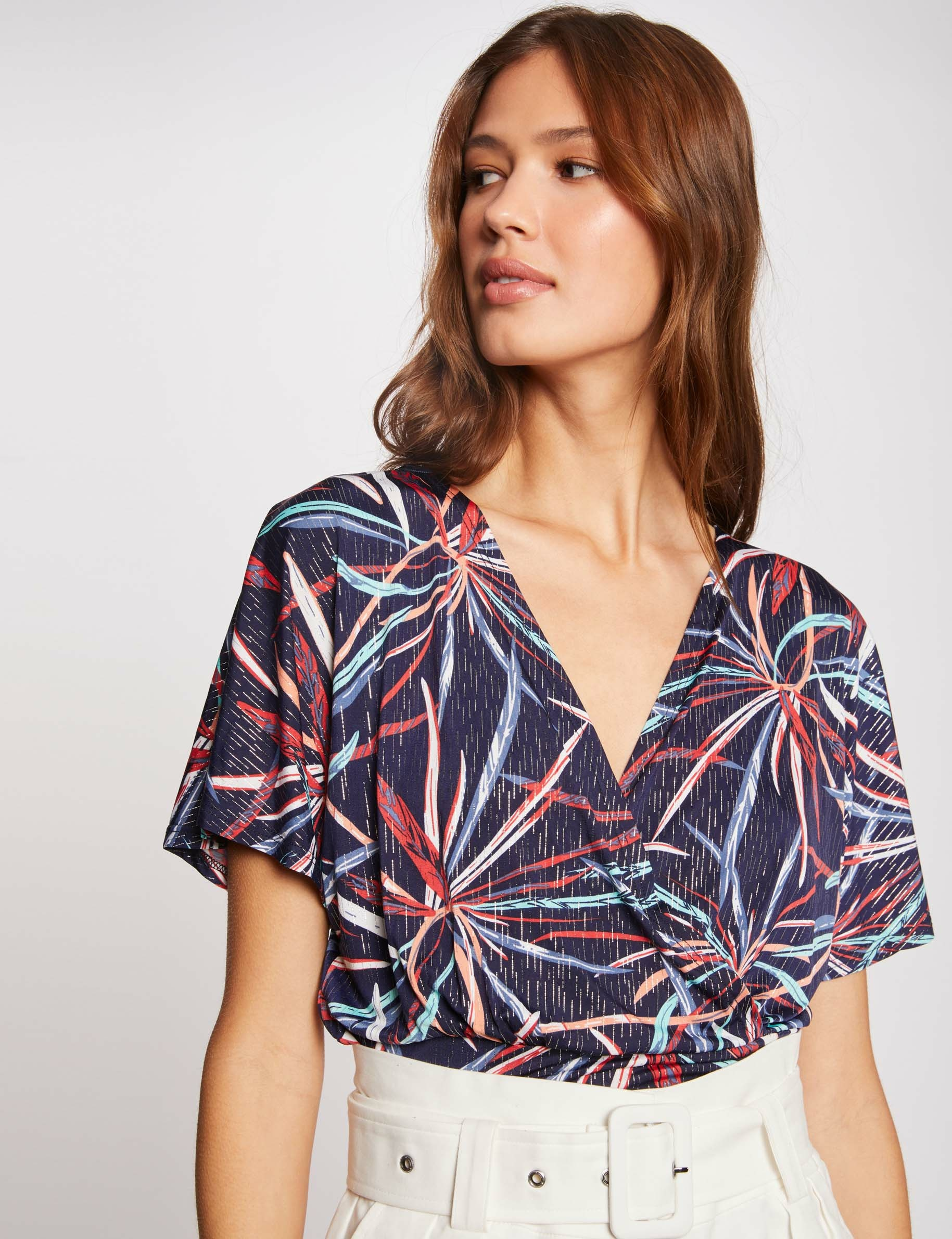 short sleeved t shirt abstract print navy women Short-sleeved t-shirt abstract print navy women