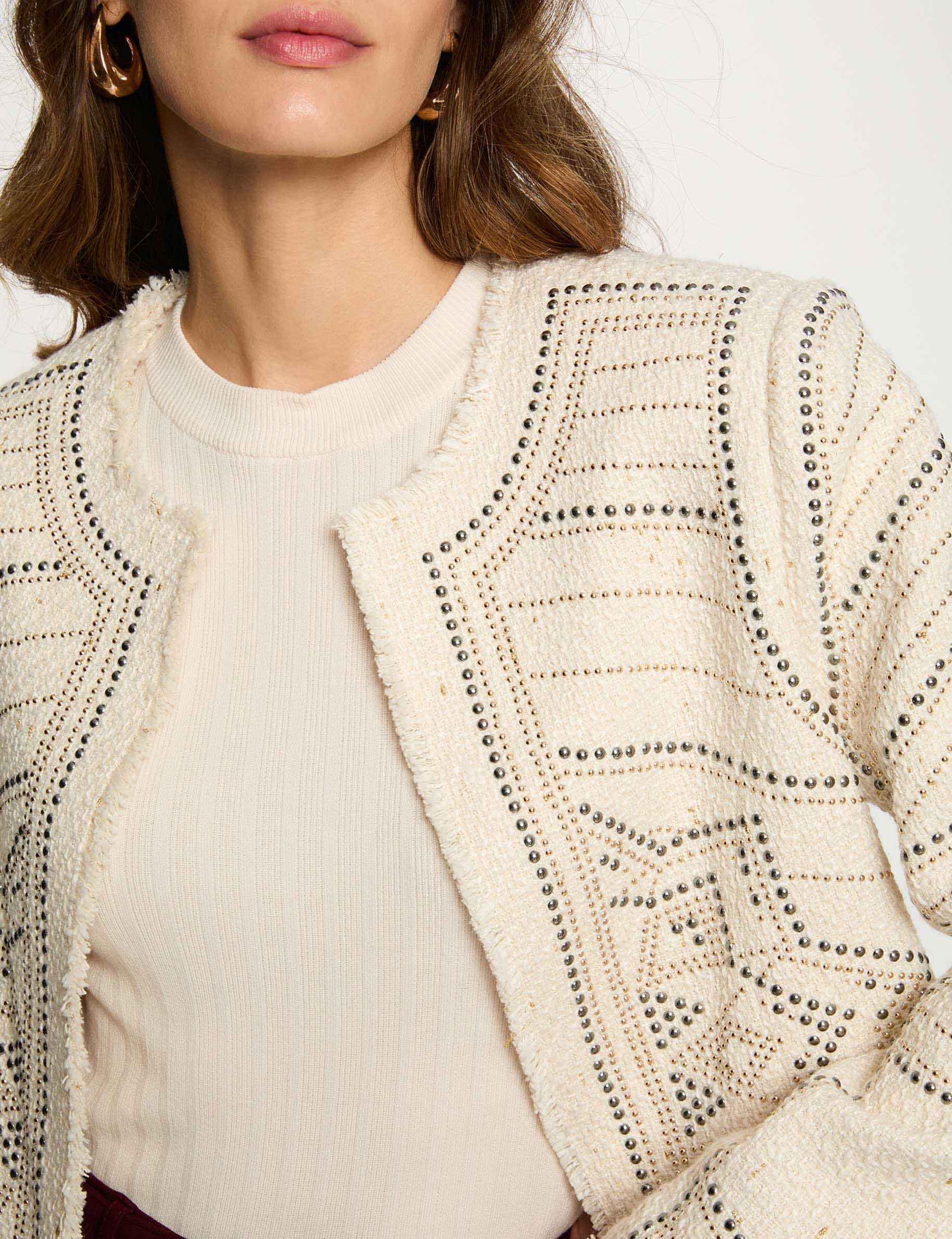 veste droite cloutee ivoire femme Veste droite cloutée ivoire femme