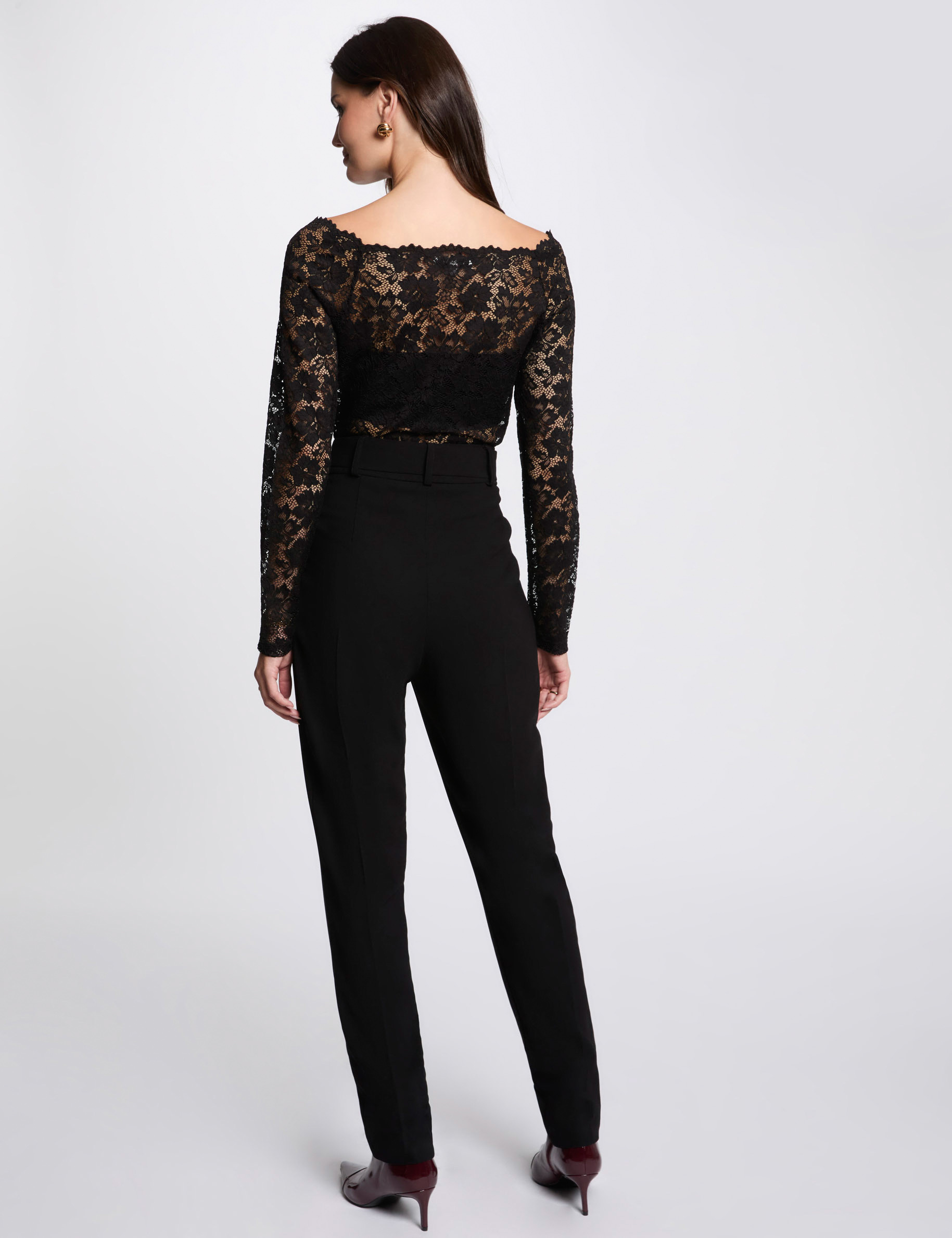 peg trousers with darts black women Peg trousers with darts black women