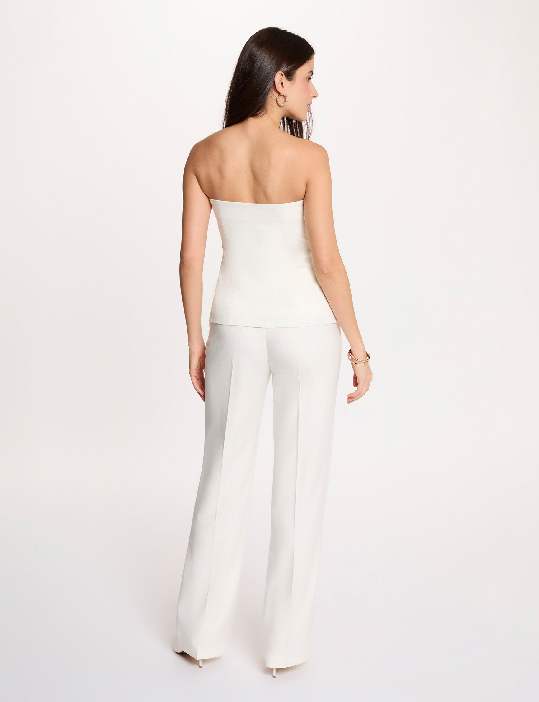Striped sleeveless bustier white women