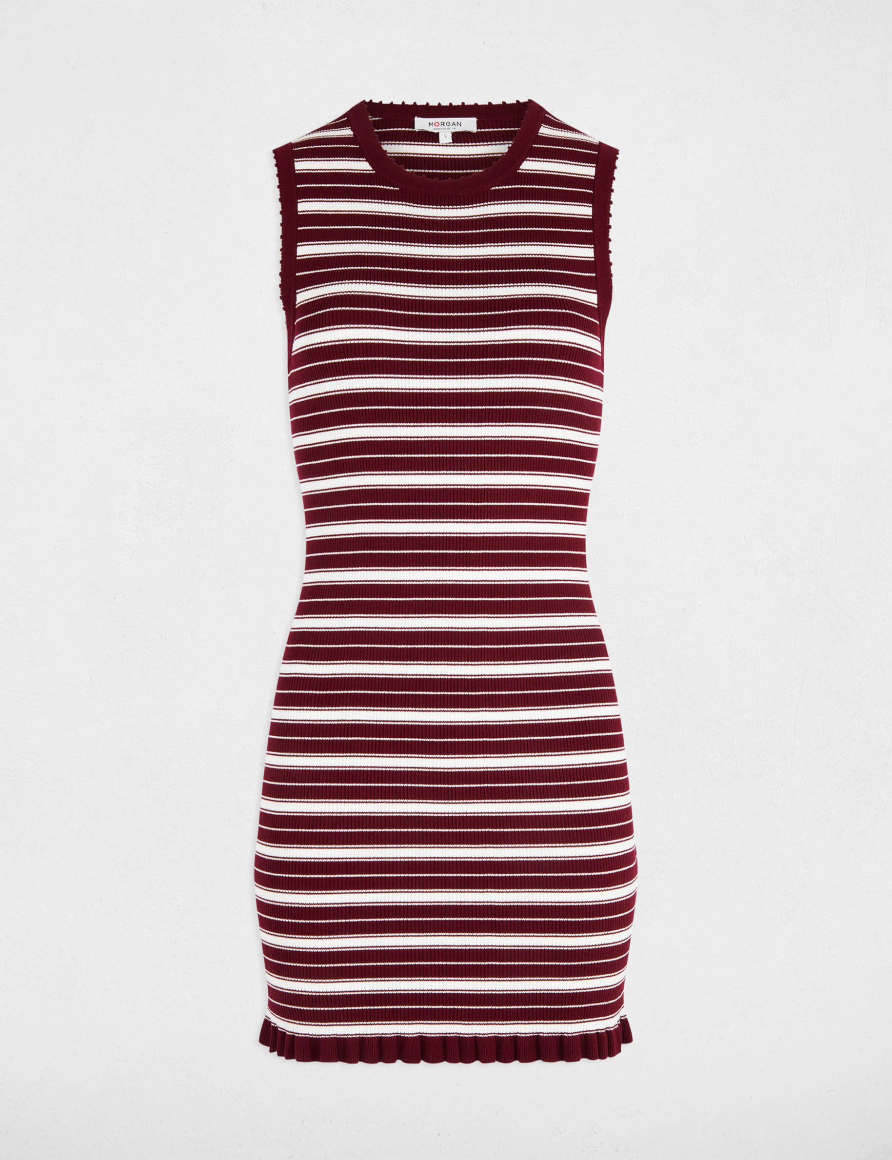 Sleeveless knitted dress bordeaux women
