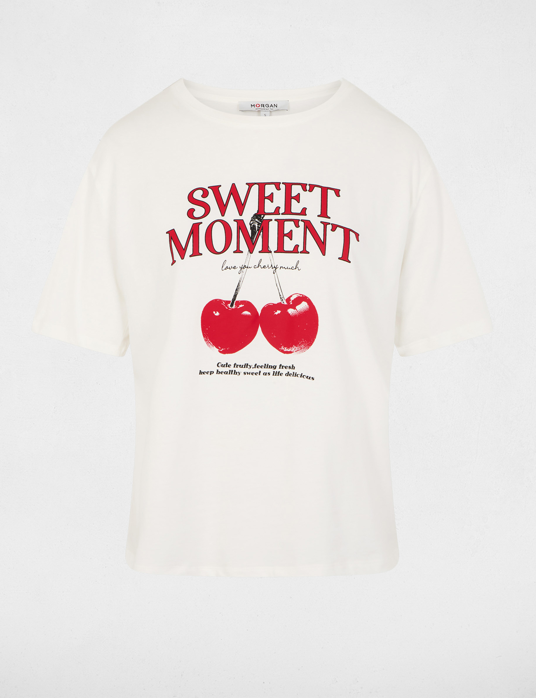 Printed t-shirt with round neck white women