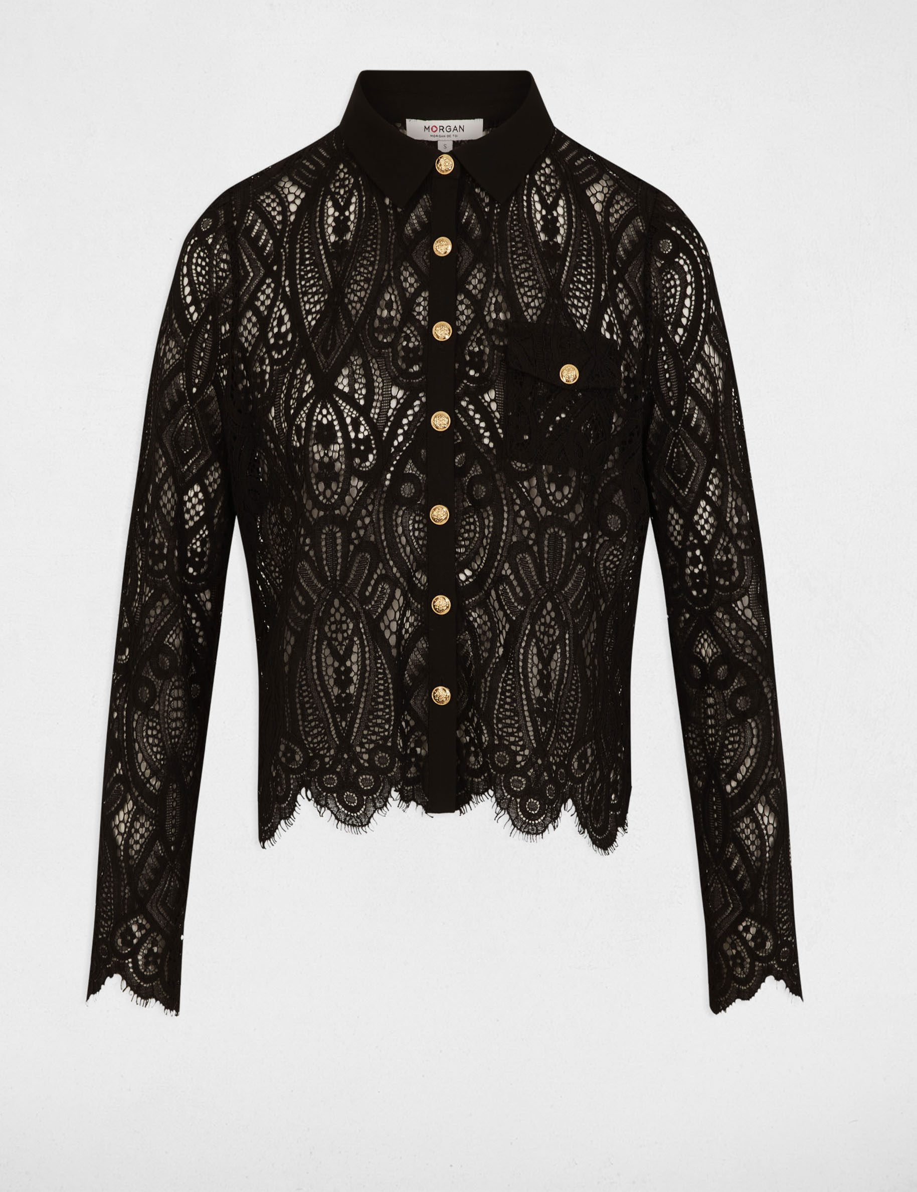 cropped lace shirt black women Cropped lace shirt black women