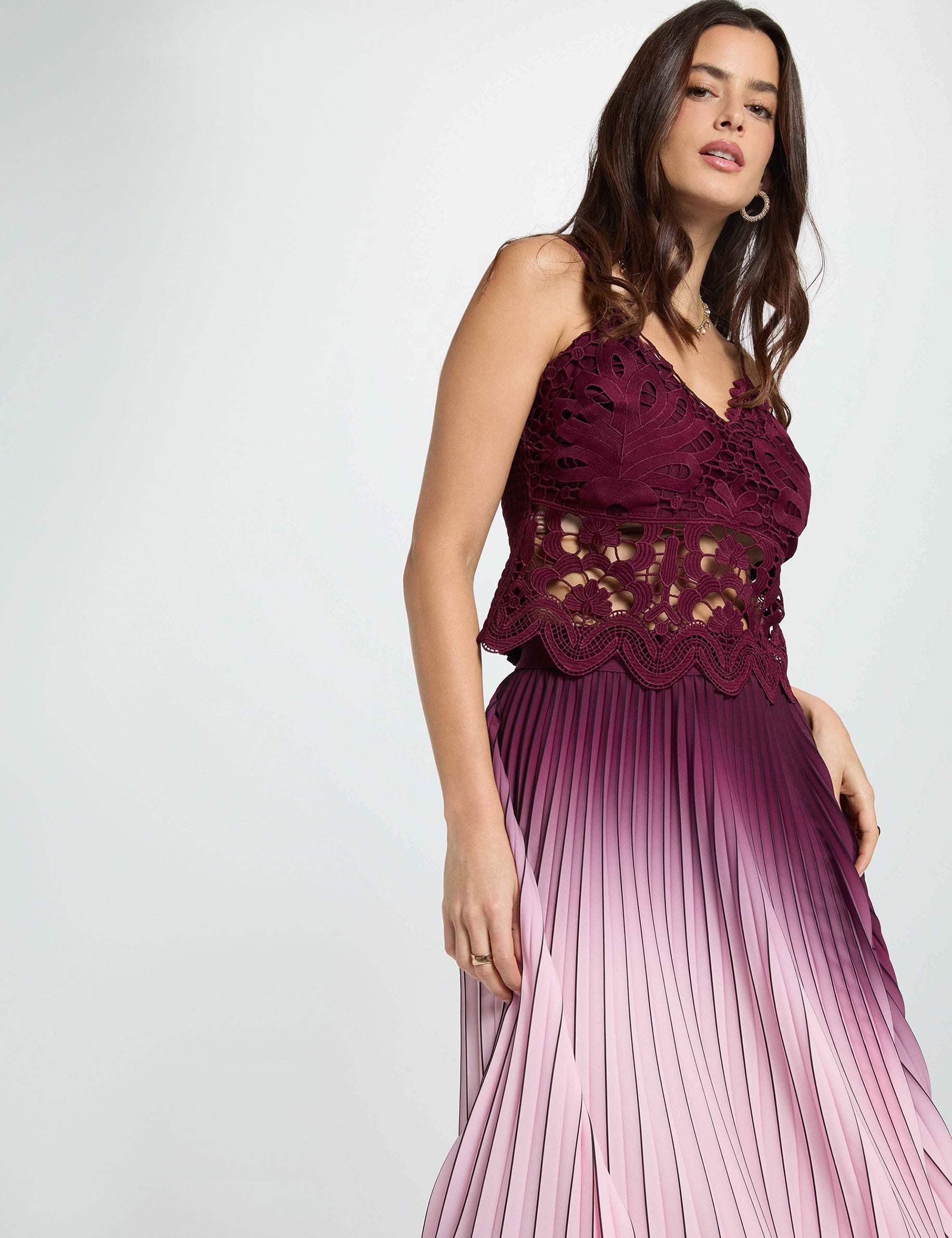 Crop top thin straps plum women