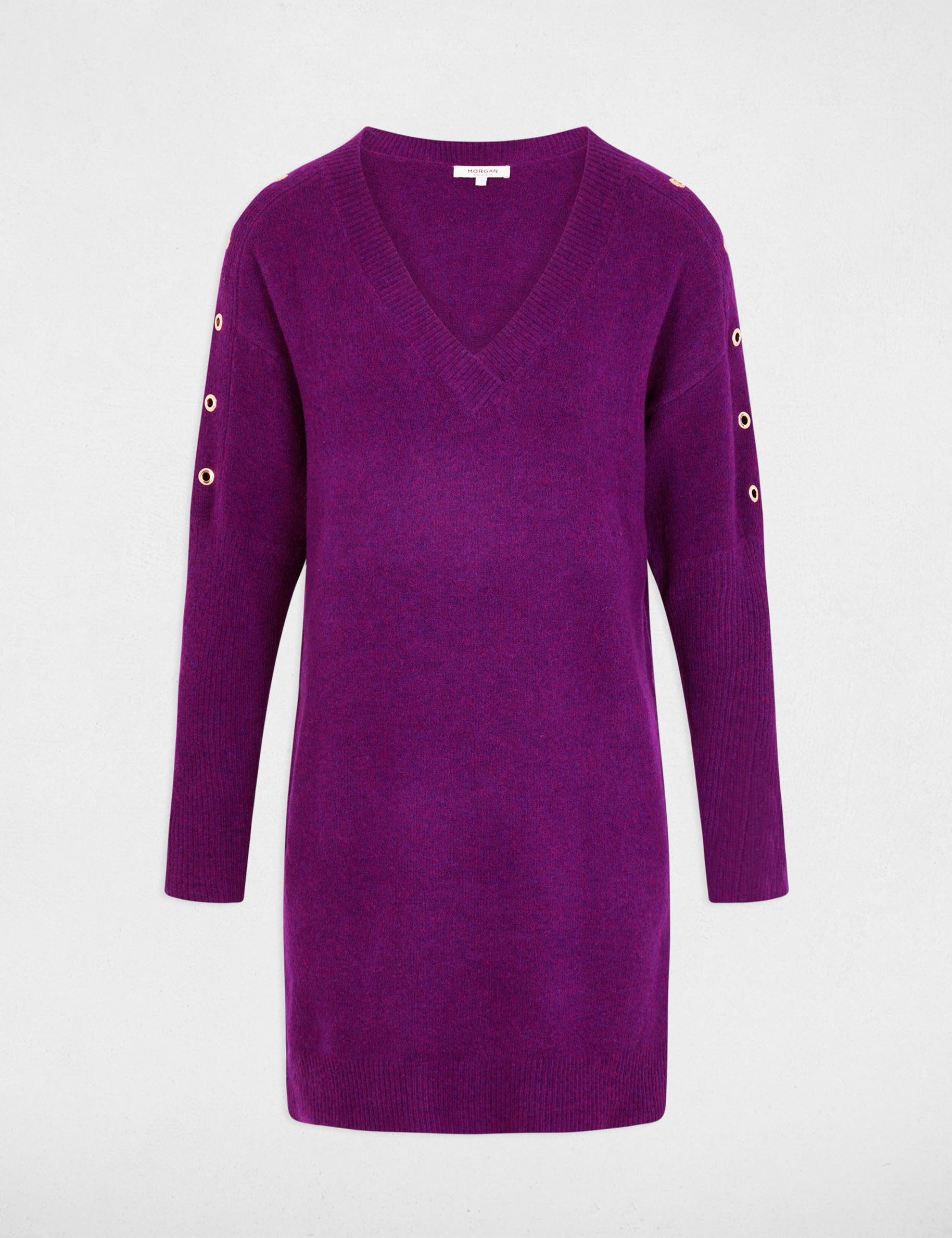 straight knitted dress eyelets purple women Straight knitted dress eyelets purple women