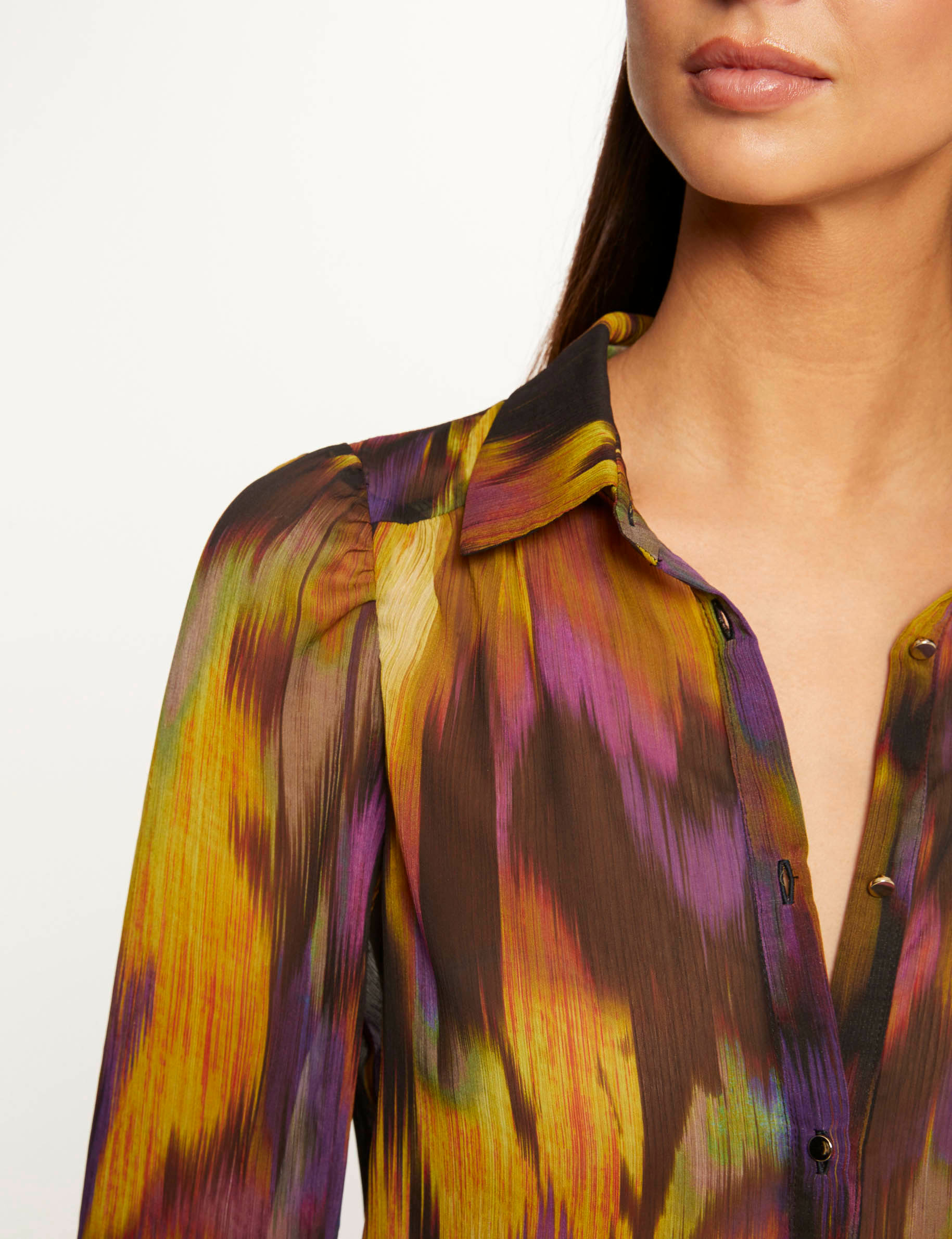 Long-sleeved shirt abstract print multico ladies'