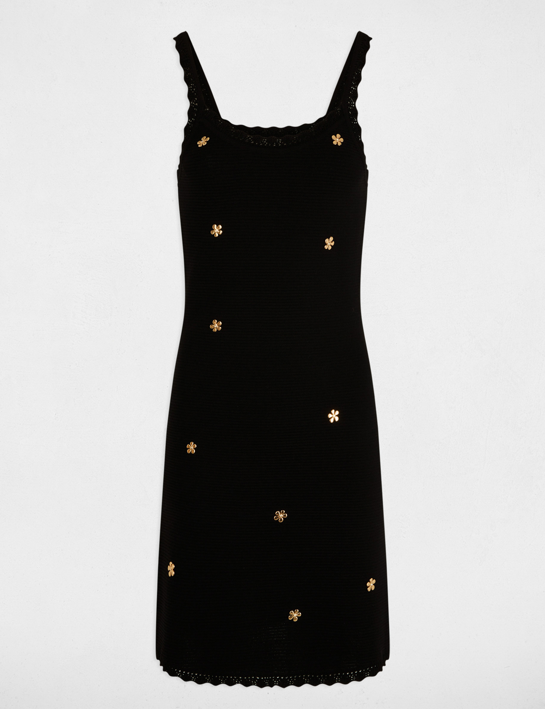 Short knit dress with square neckline black women