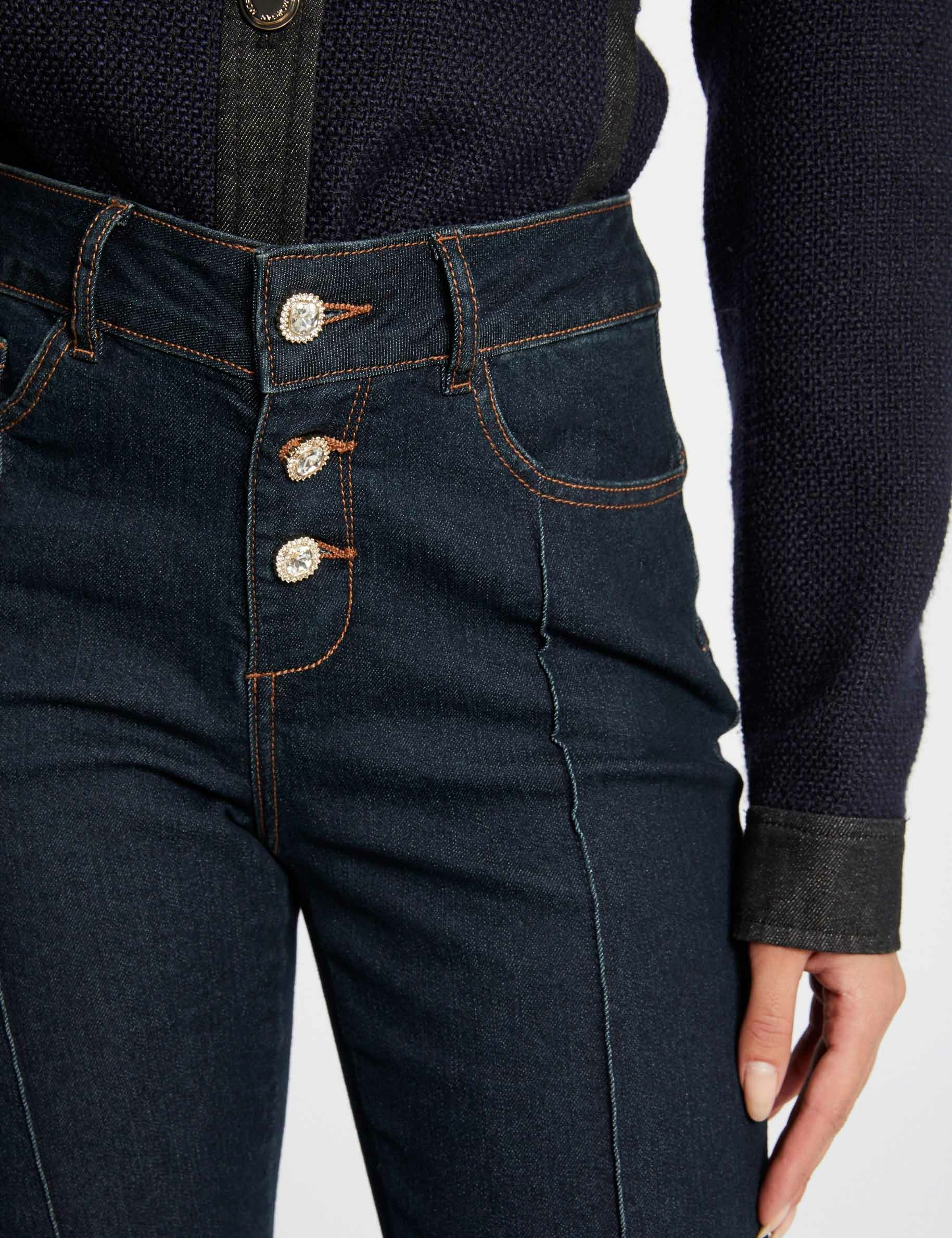 High-waisted straight jeans with buttons raw denim ladies' High-waisted straight jeans with buttons raw denim ladies'