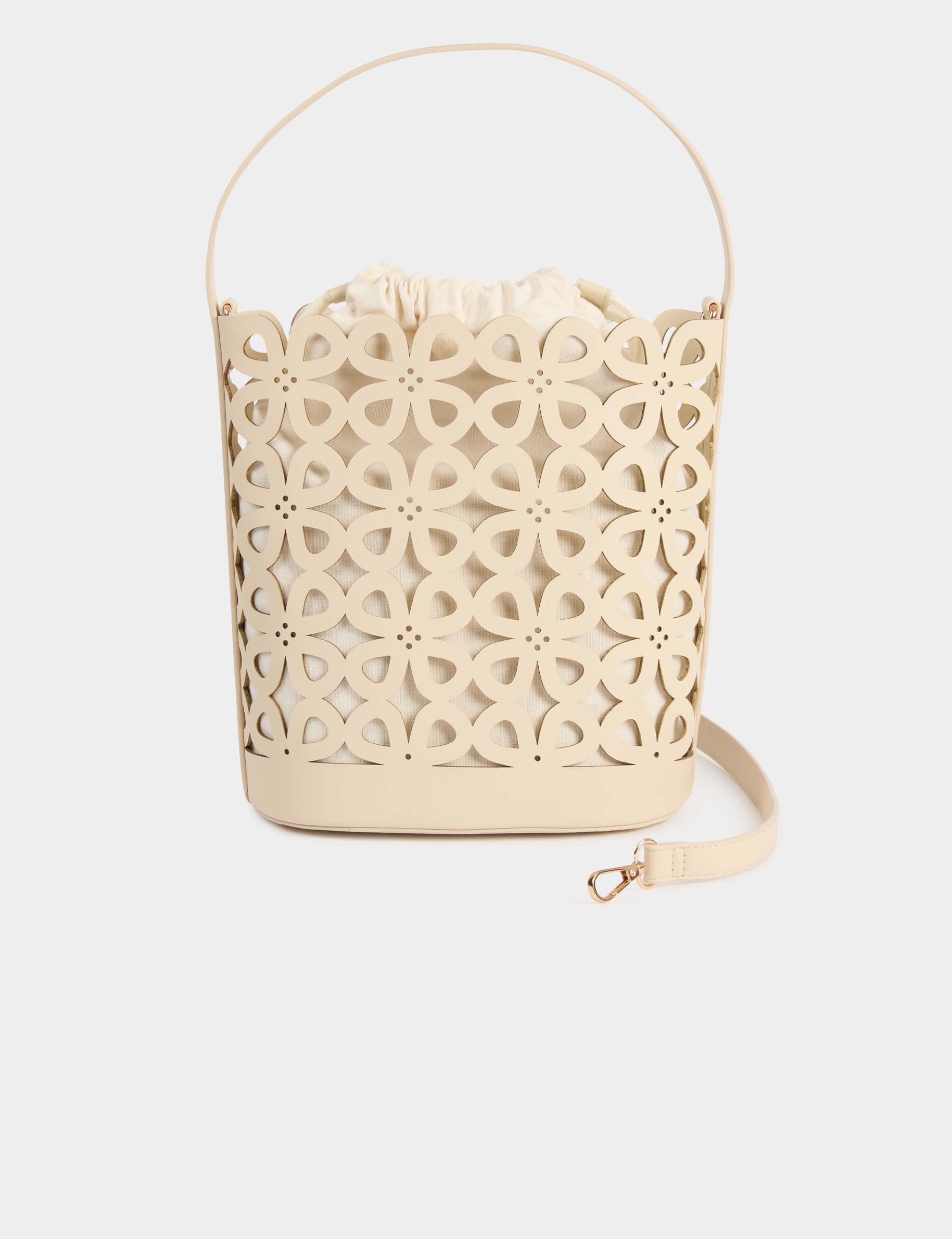 Cut-out bucket bag white women