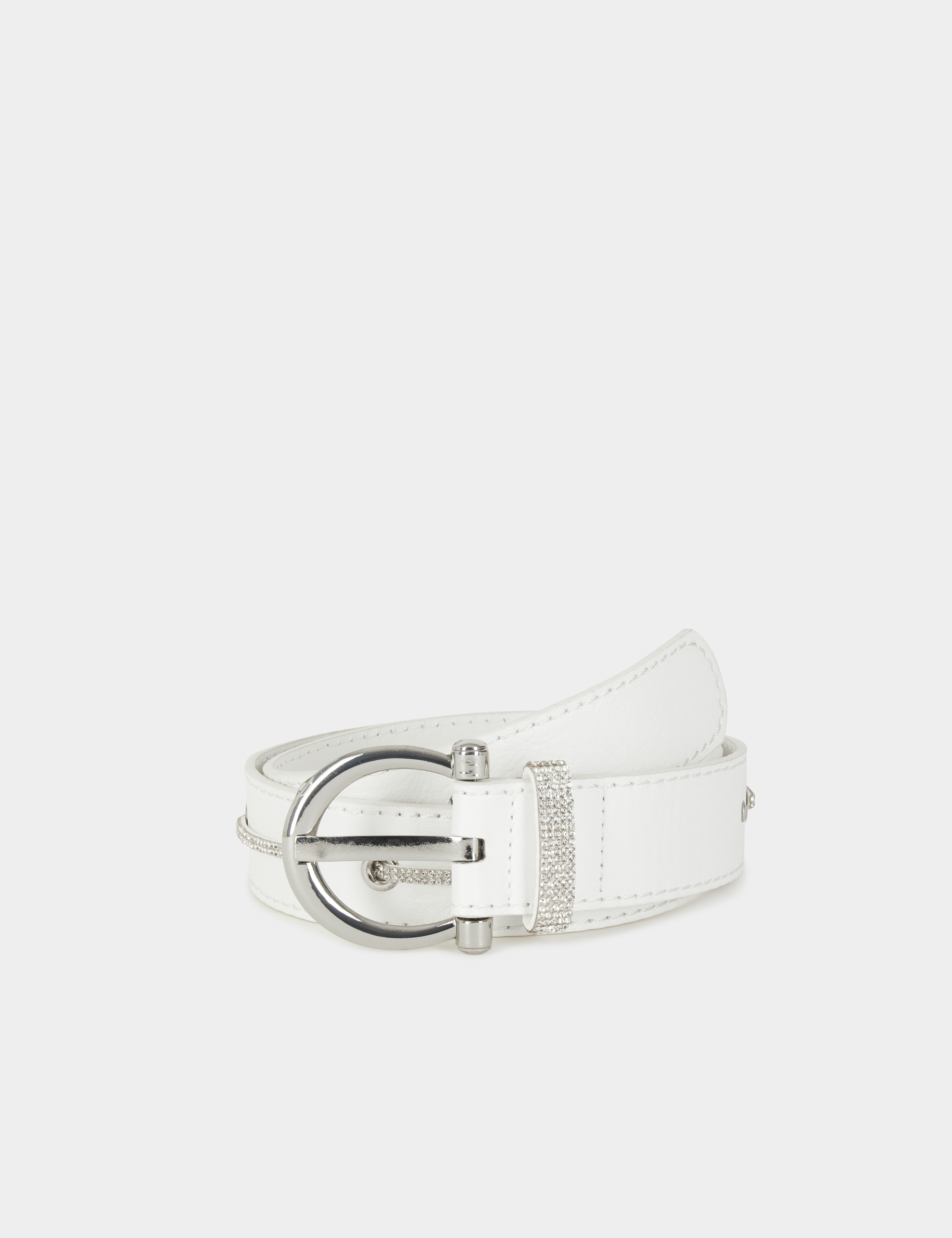 Belt with eyelets and rhinestones white ladies' Belt with eyelets and rhinestones white ladies'