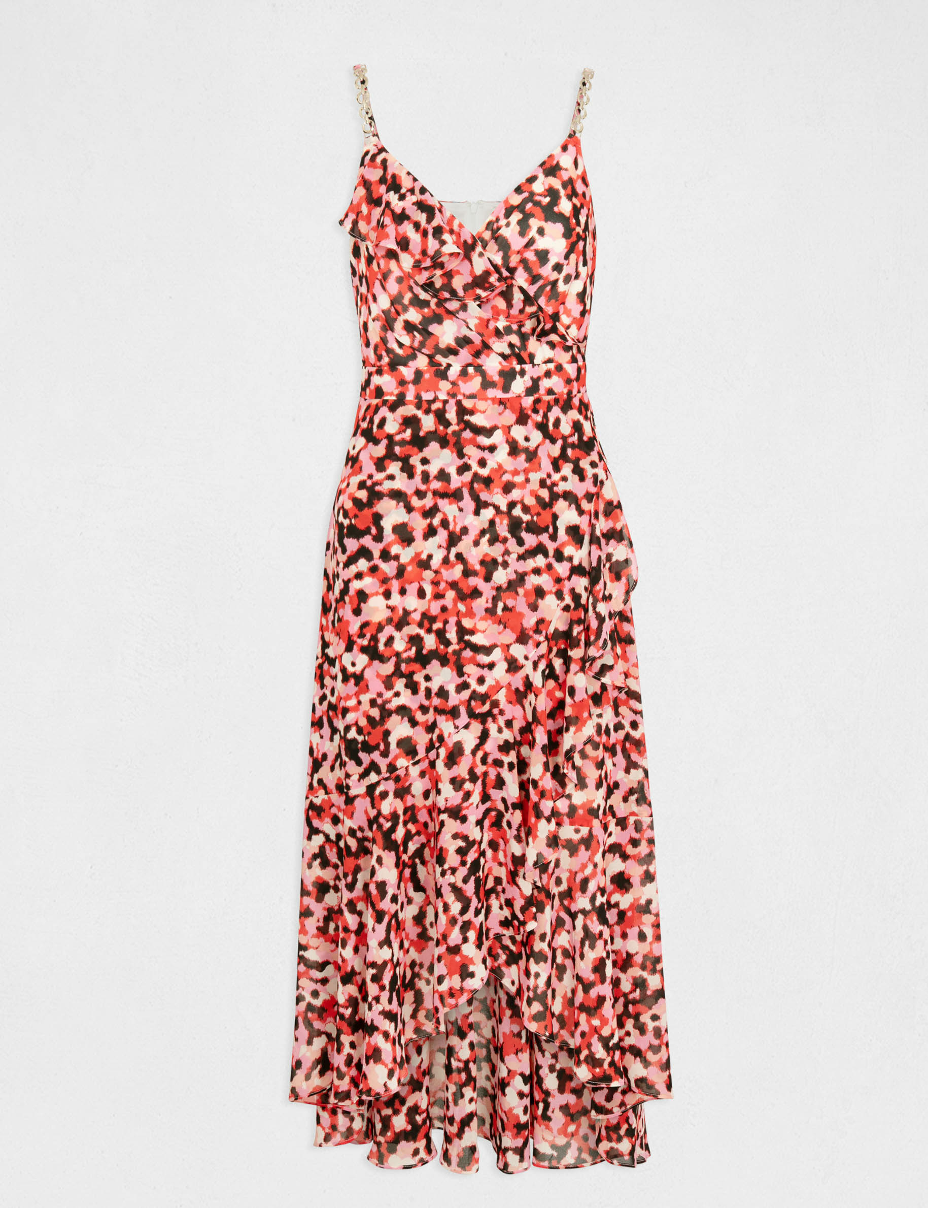 Maxi A-line dress with abstract print pink ladies'