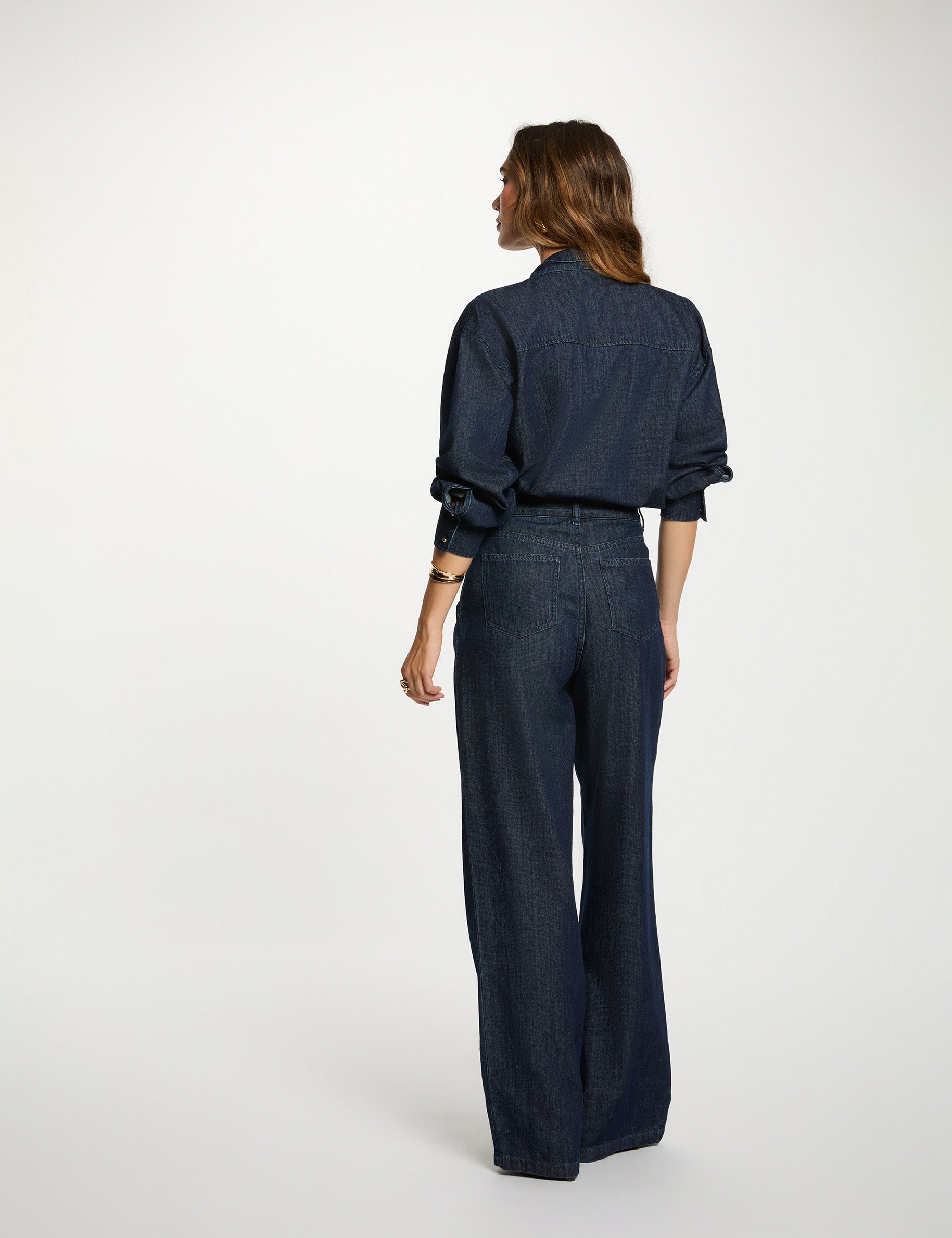 Denim shirt with lavallière raw denim women