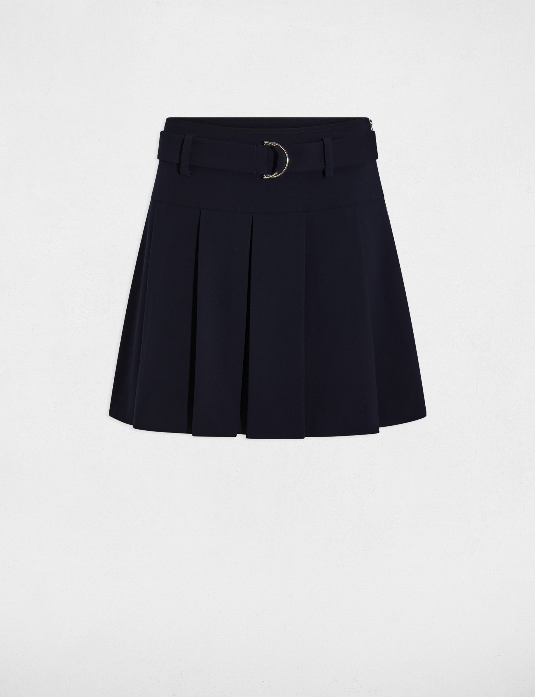 Pleated short skirt navy blue women