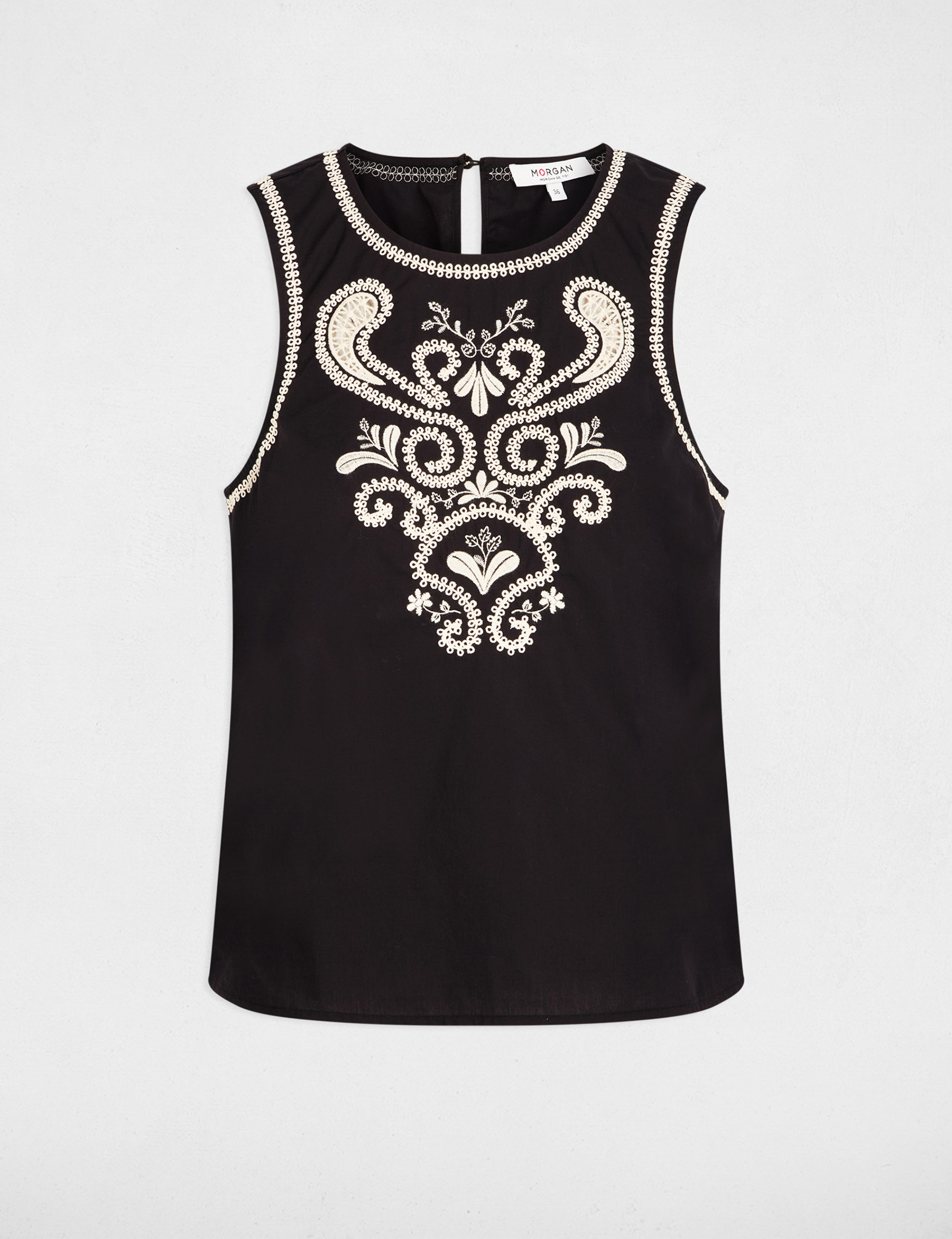 Embroidered sleeveless top black women