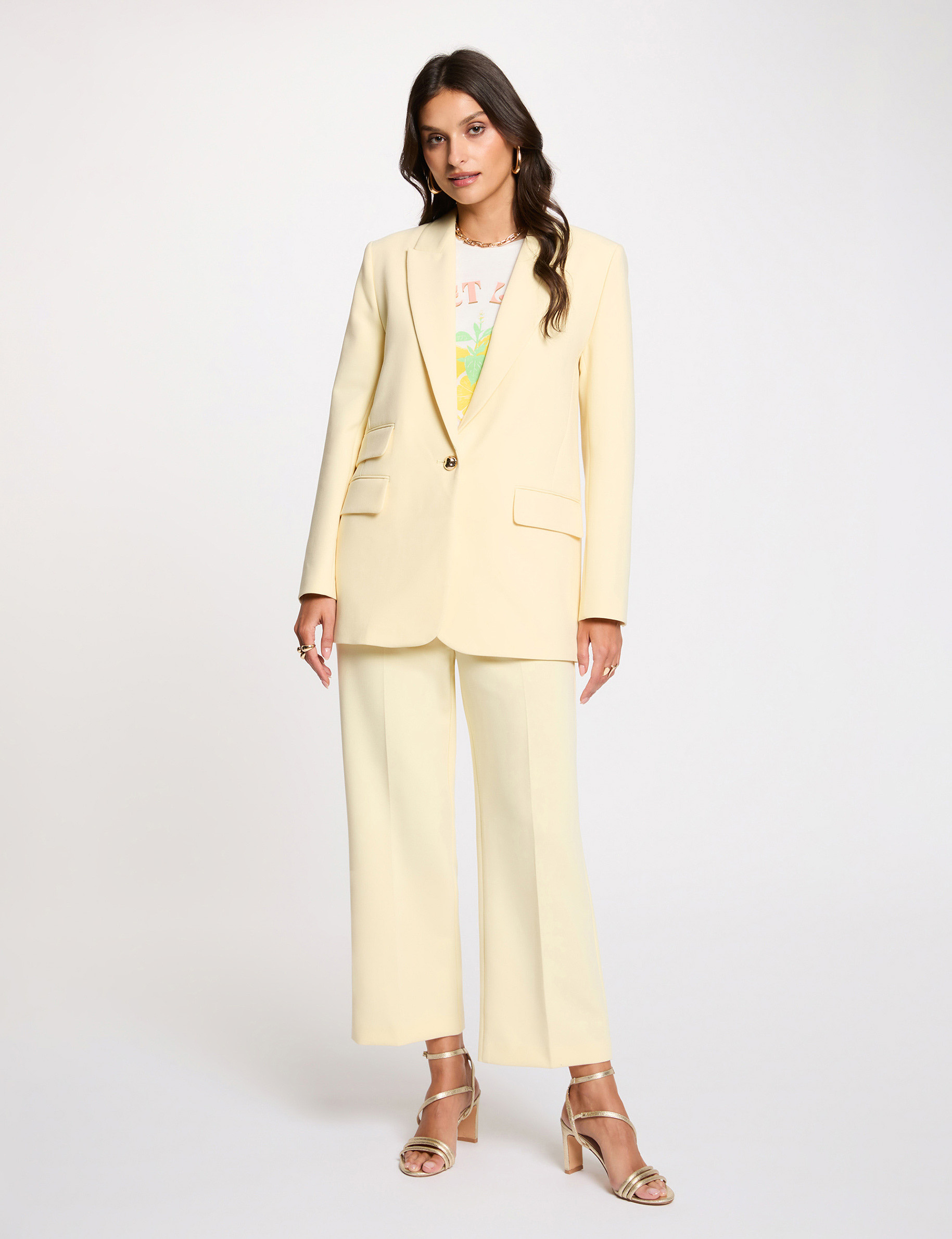 Blazer jacket pastel yellow women
