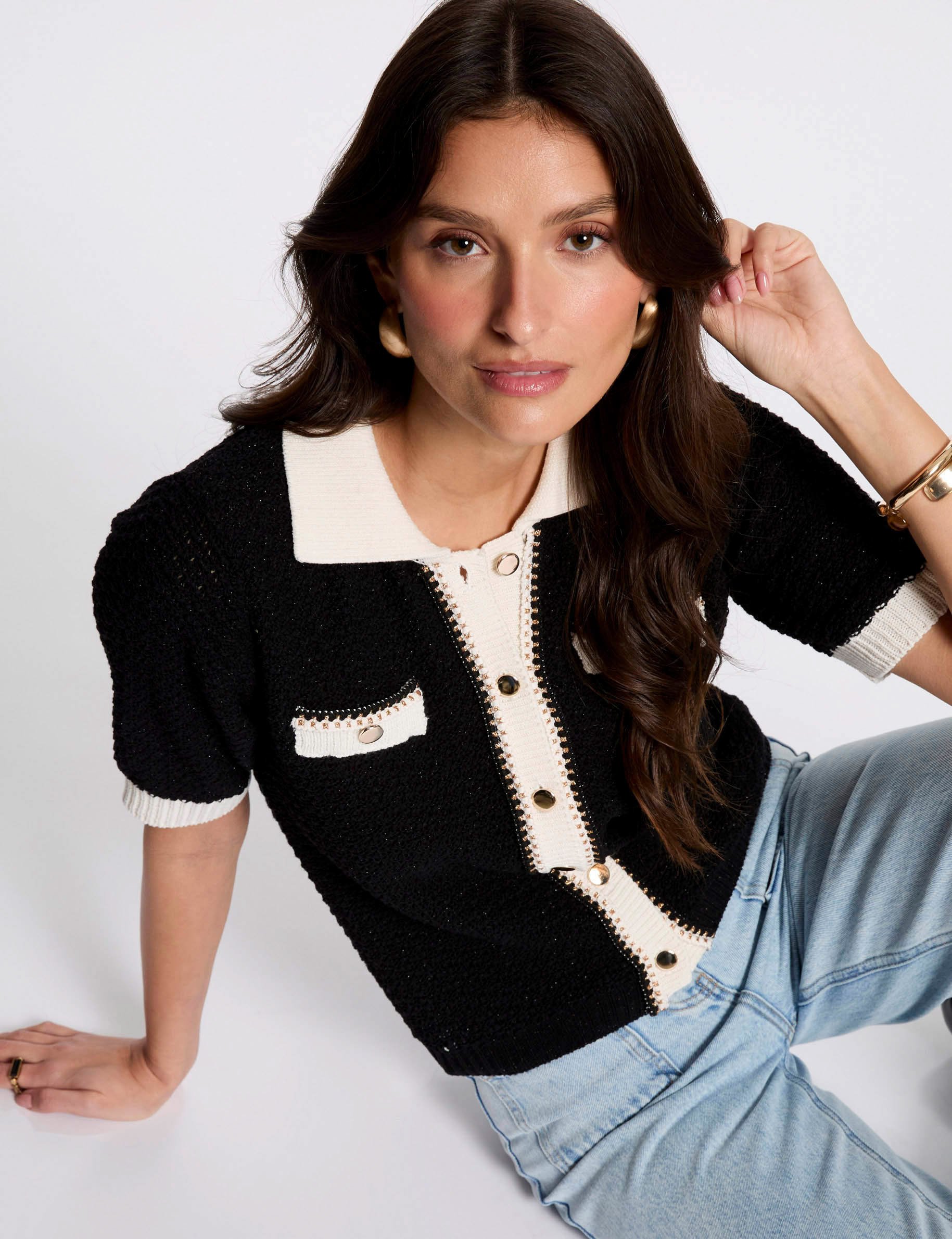 Gilet col à revers noir femme