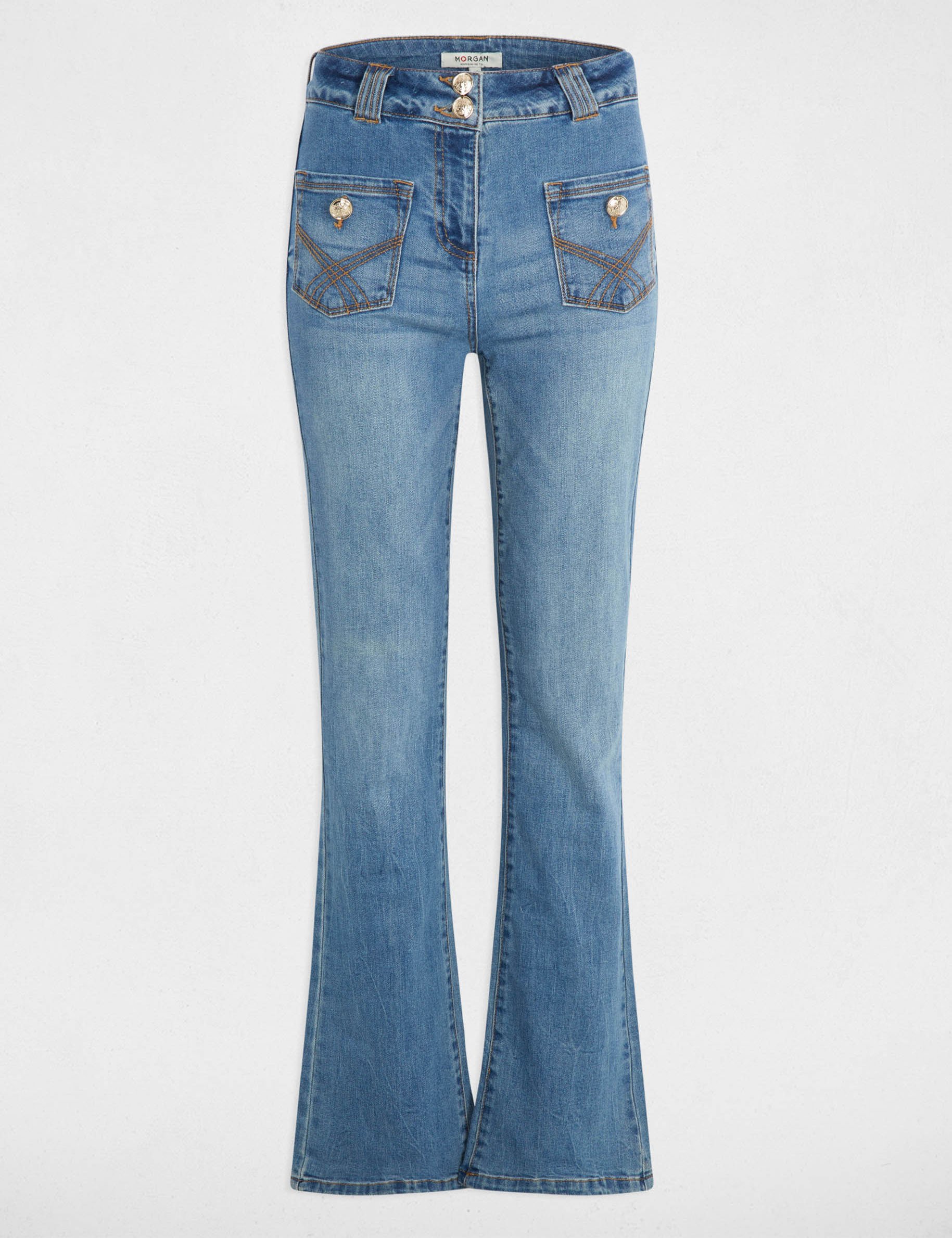 Embroidered bootcut jeans stone wash denim women