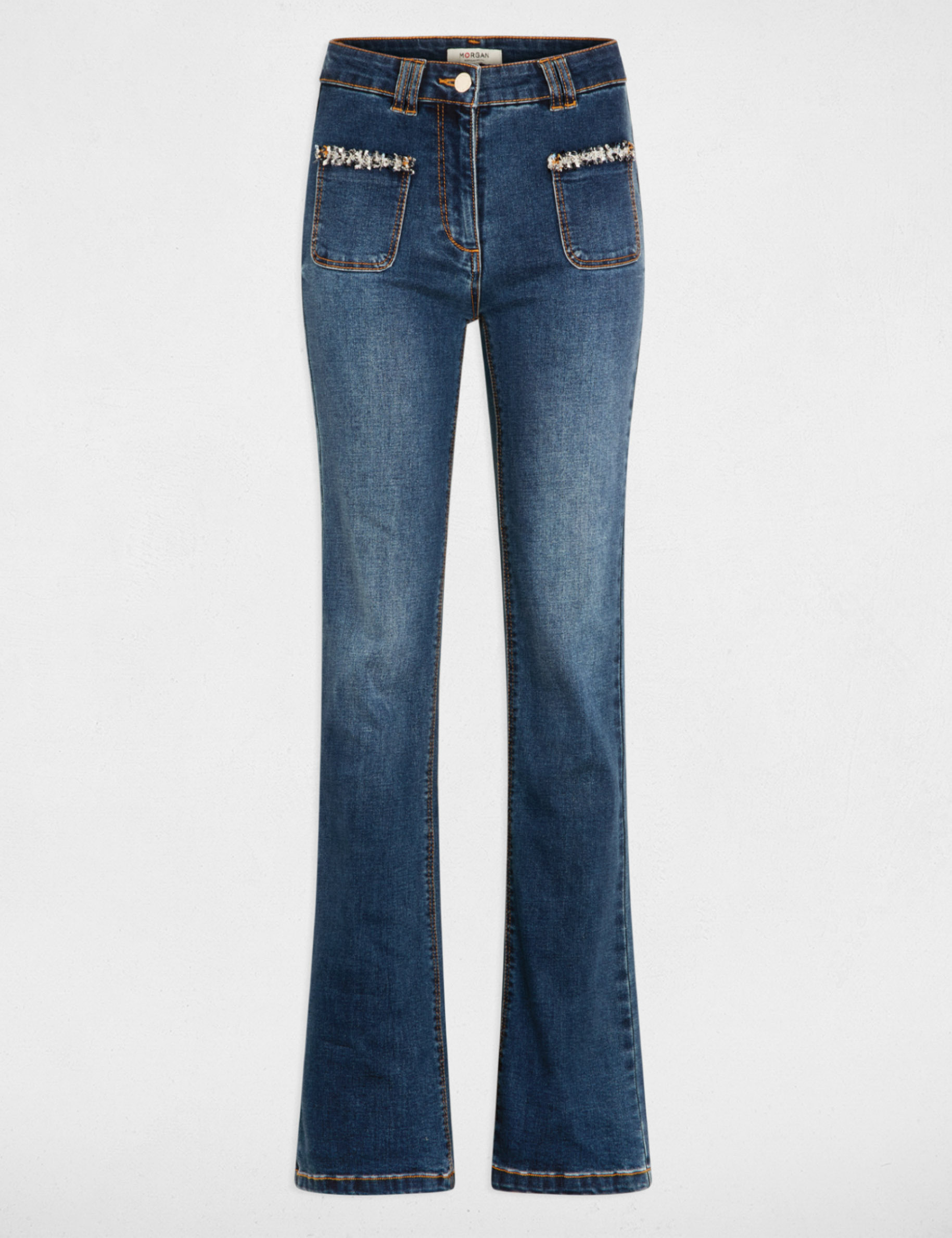 bootcut jeans fringes details stone wash denim women Bootcut jeans fringes details stone wash denim women