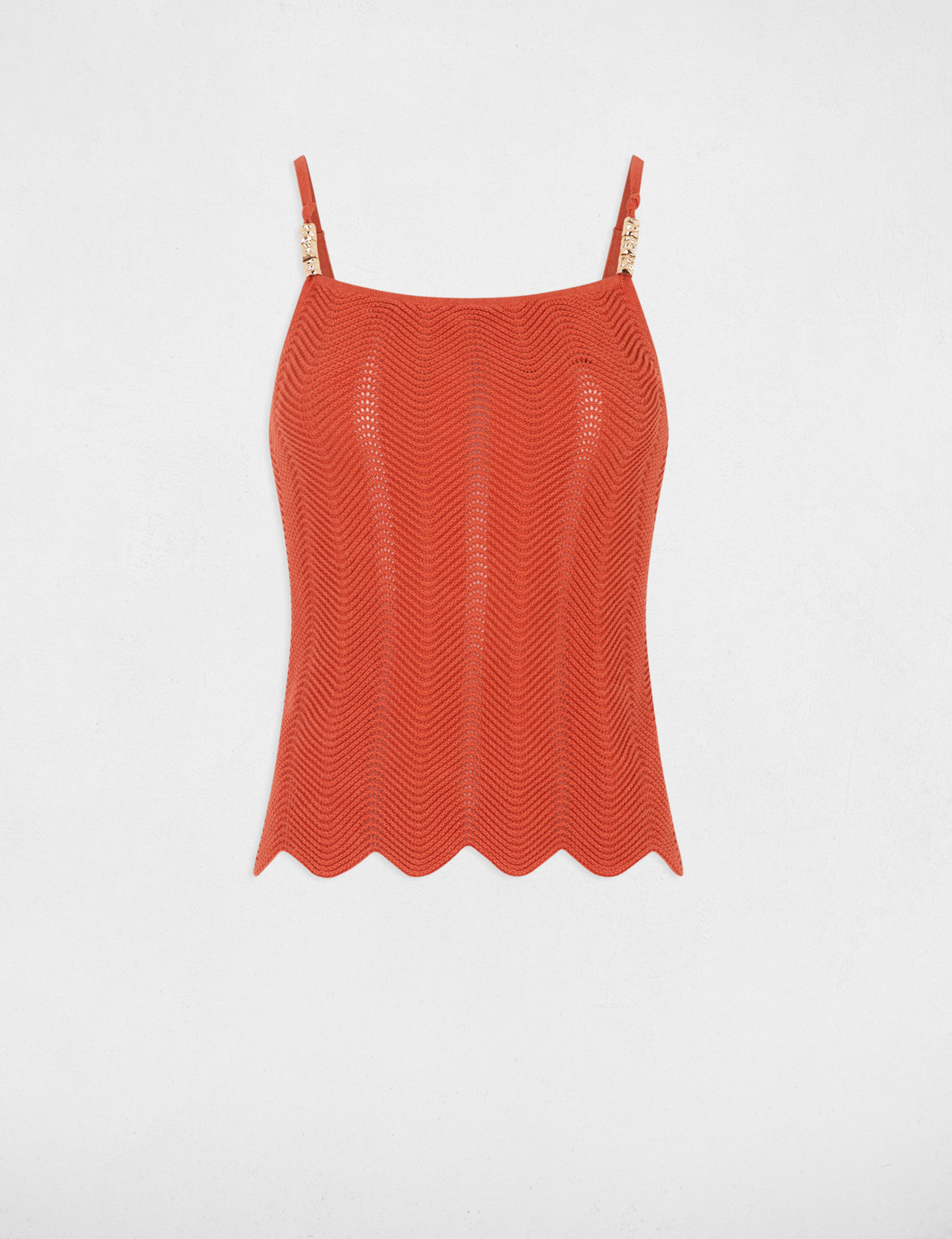 knitted top thin straps dark orange women Knitted top thin straps dark orange women