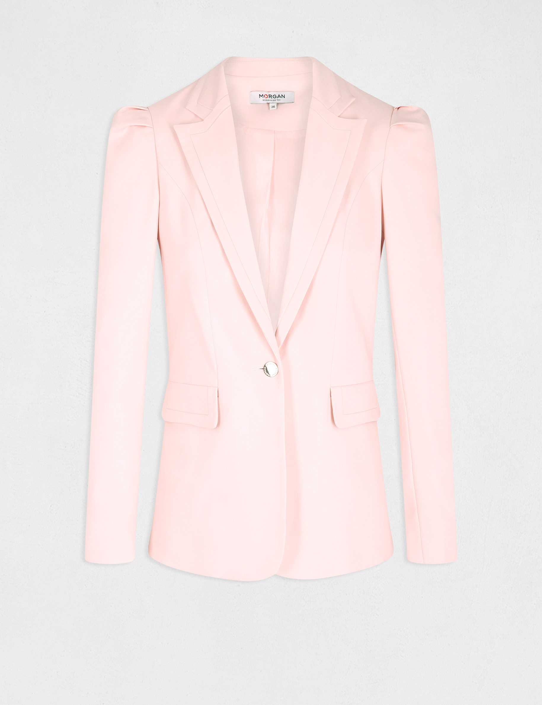 Waisted buttoned blazer light pink ladies'