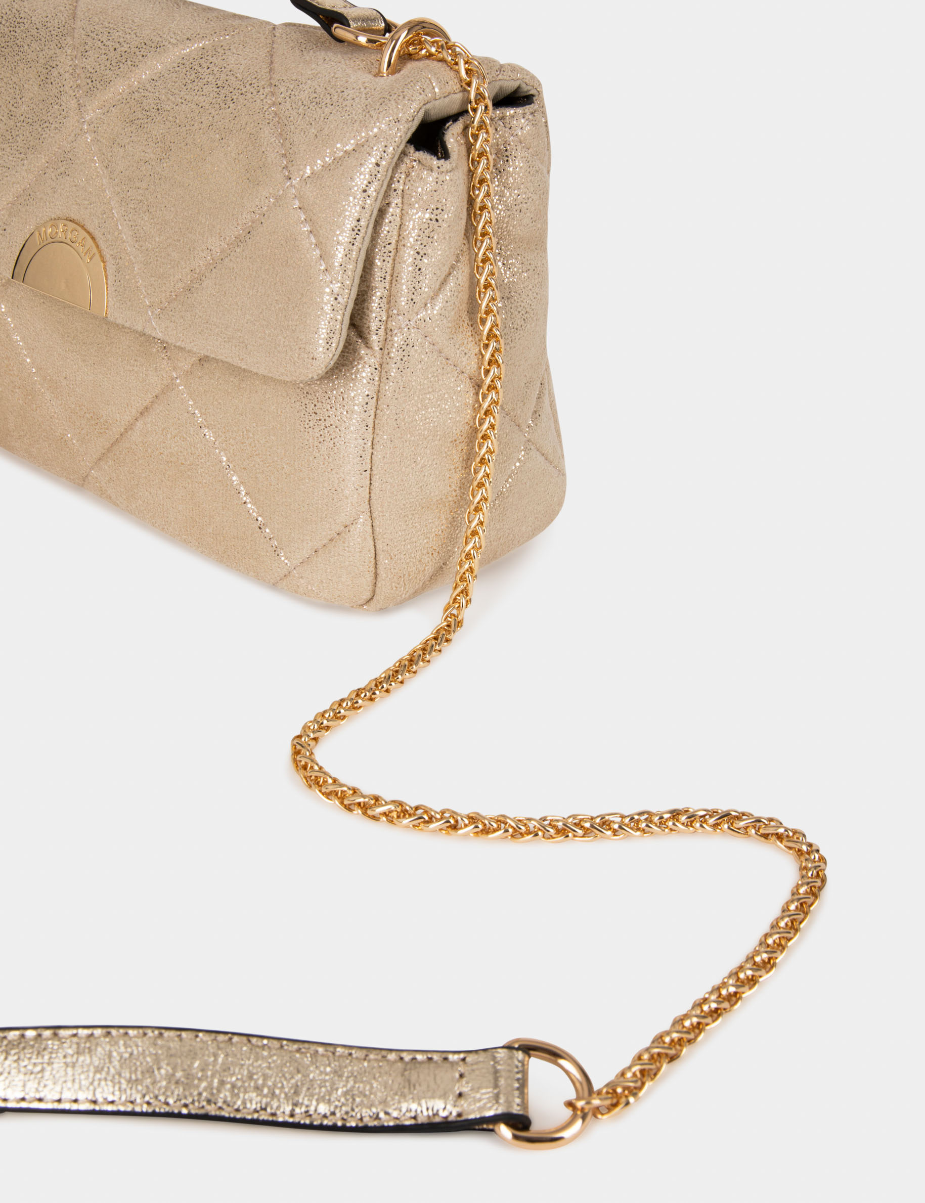 Metallised quilted clutch bag gold ladies'