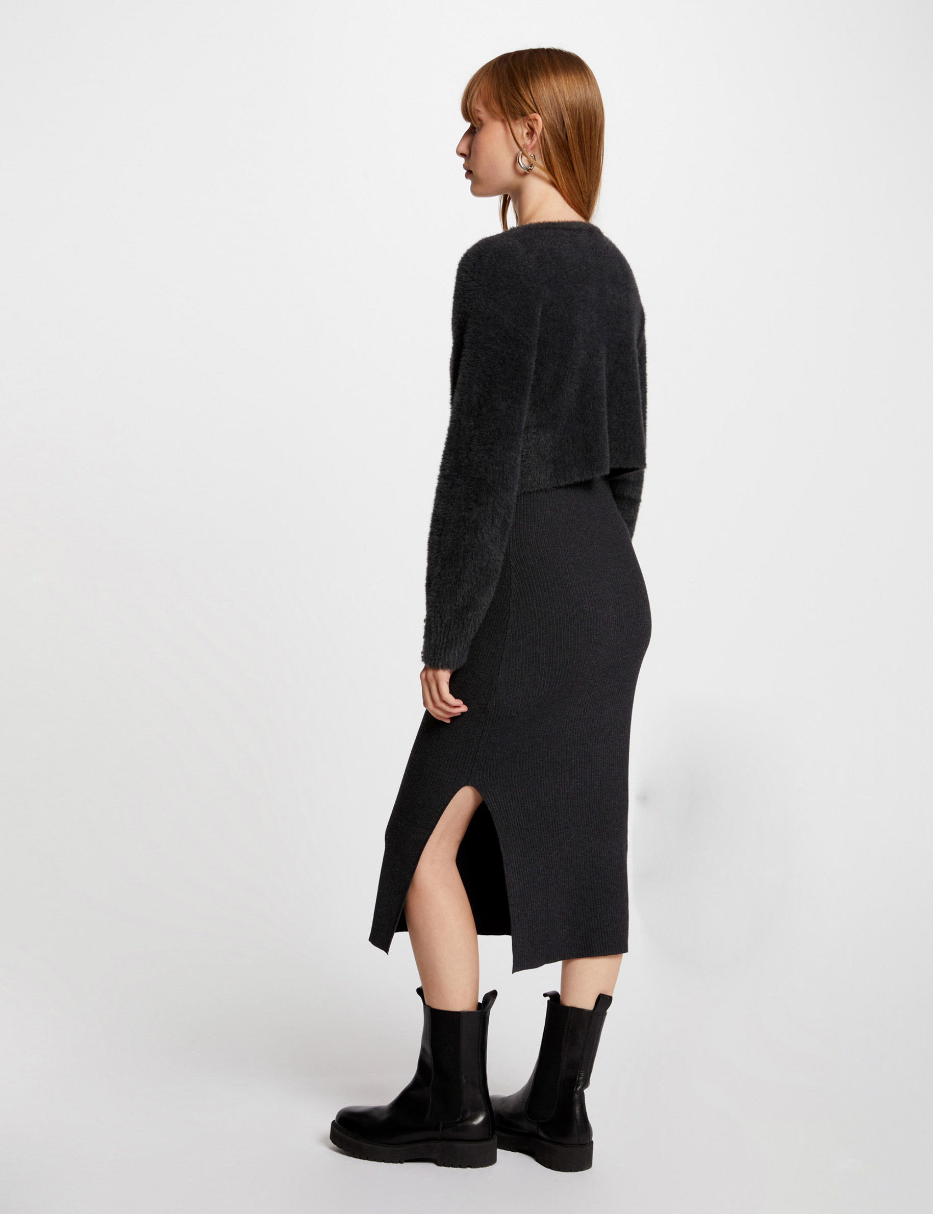 midi 2 in 1 jumper dress dark grey women Midi 2 in 1 jumper dress dark grey women