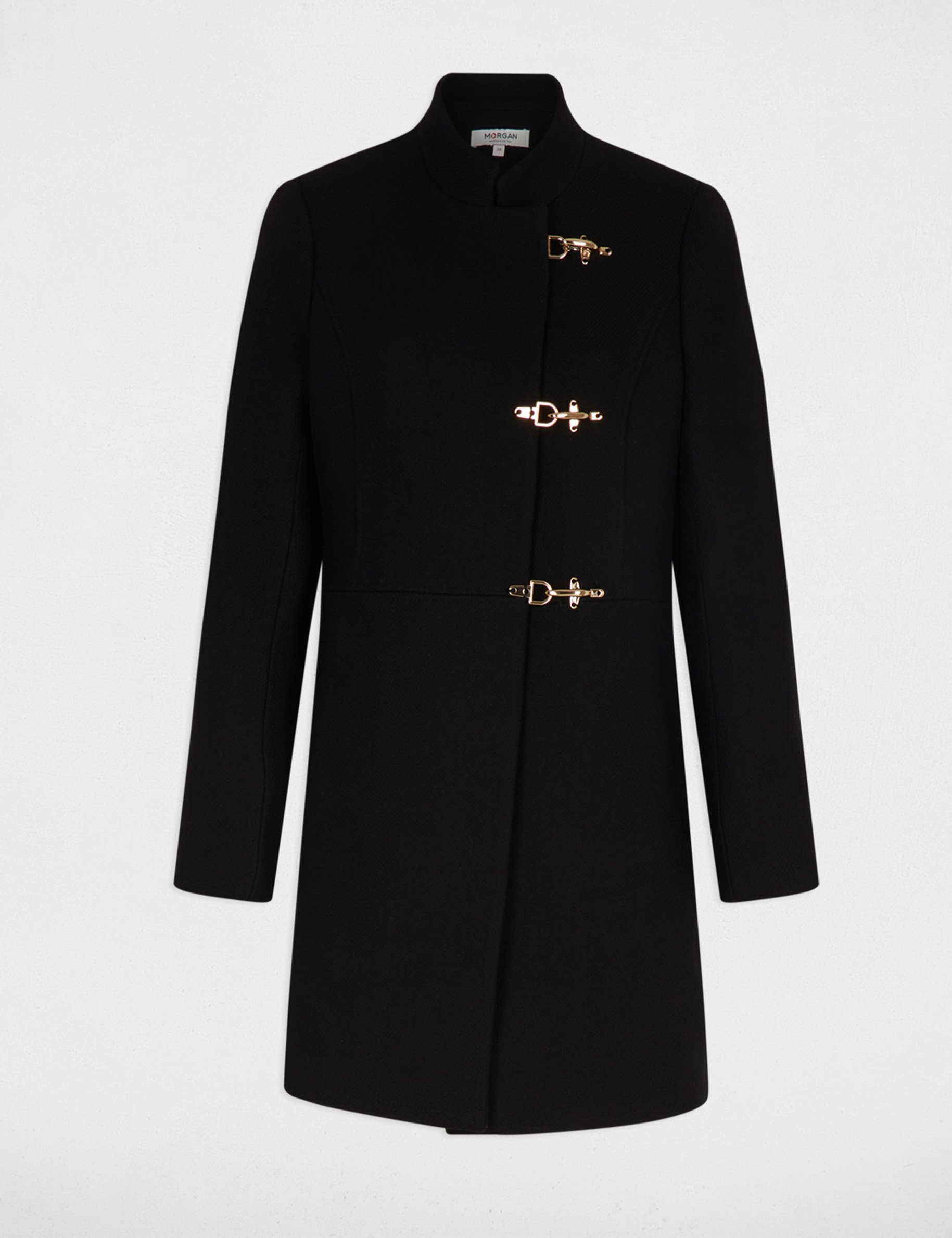 fitted coat with high neck black women Fitted coat with high neck black women