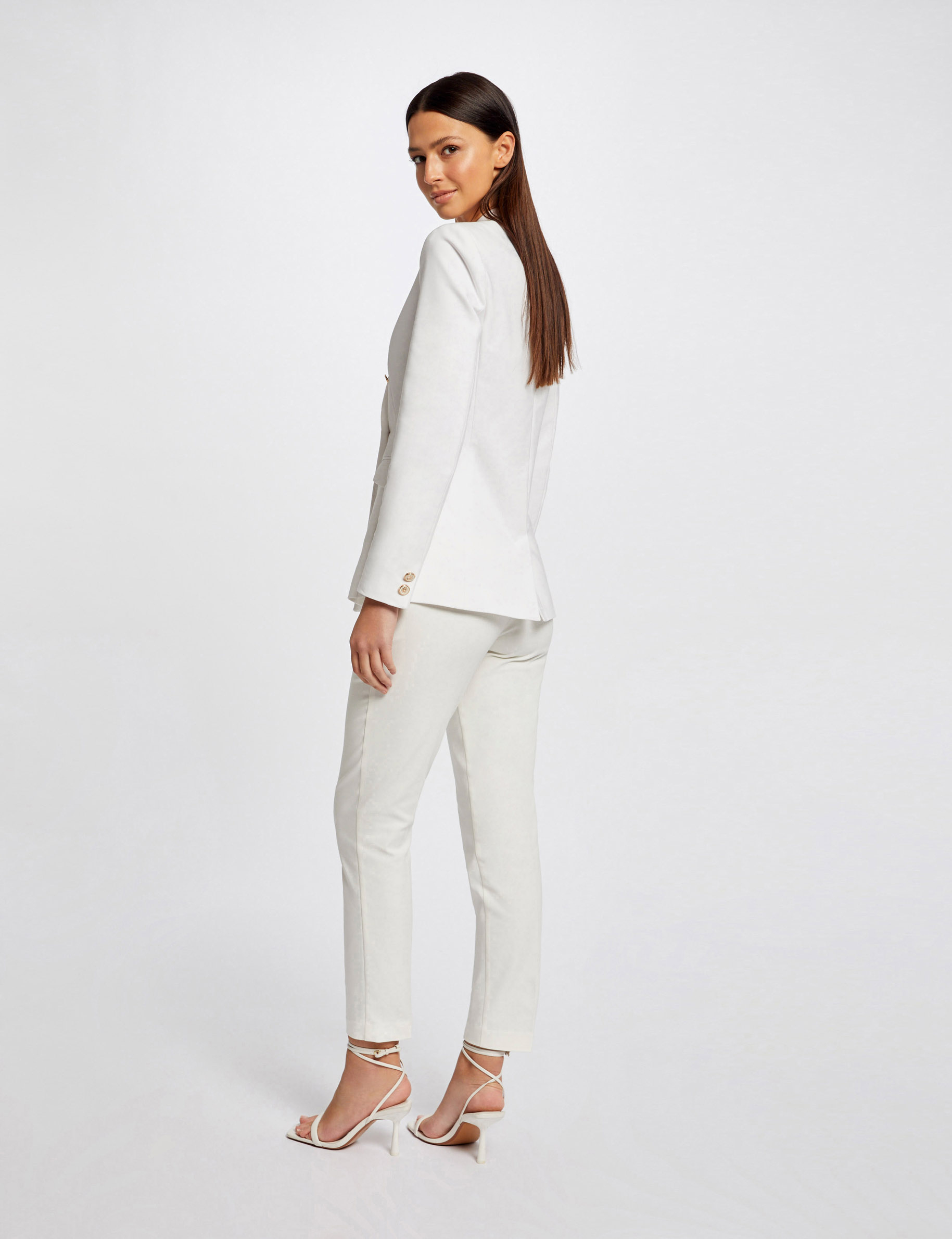 Waisted jacket with buttons ecru ladies'