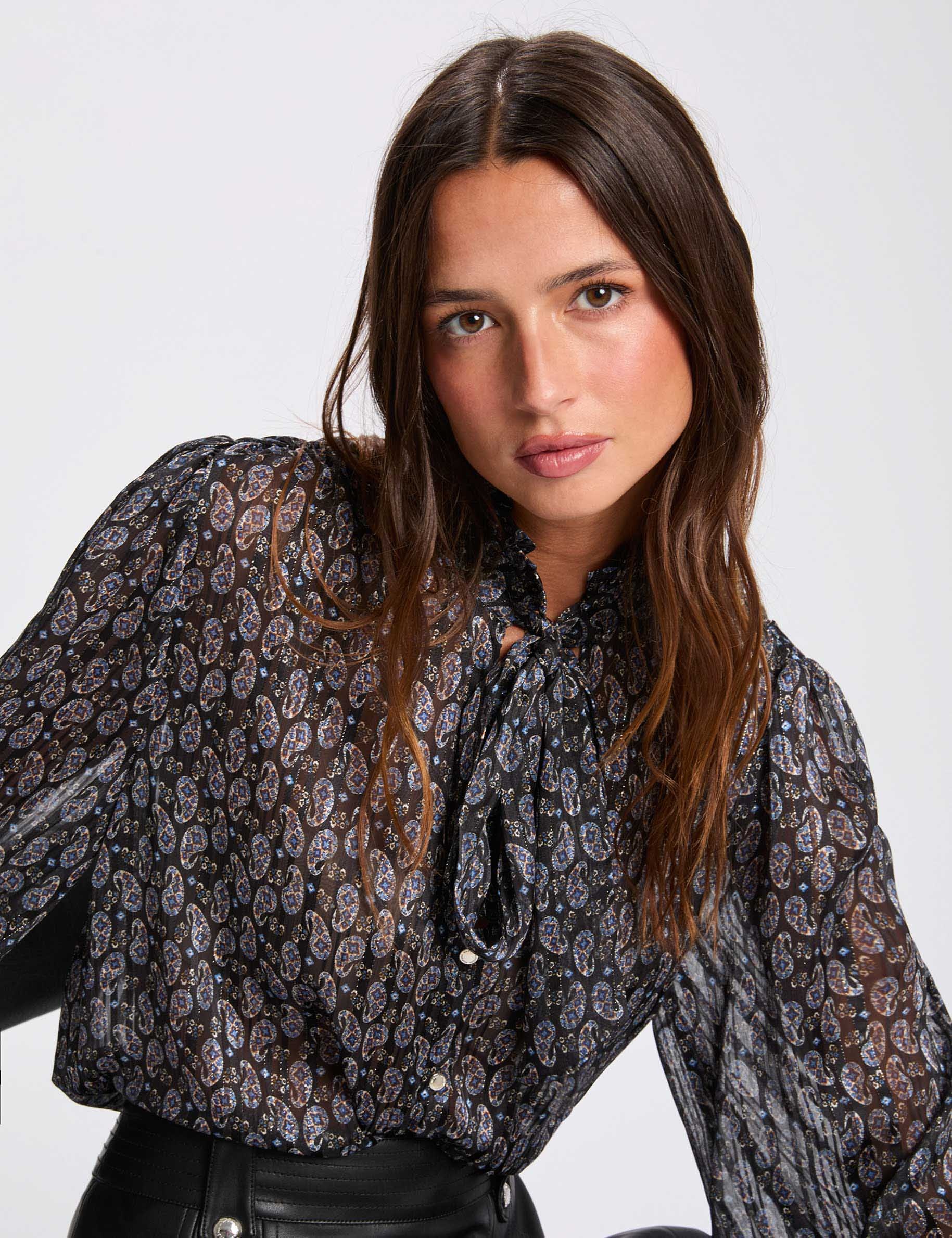 flowy v neck shirt multicolor women Flowy V-neck shirt multicolor women