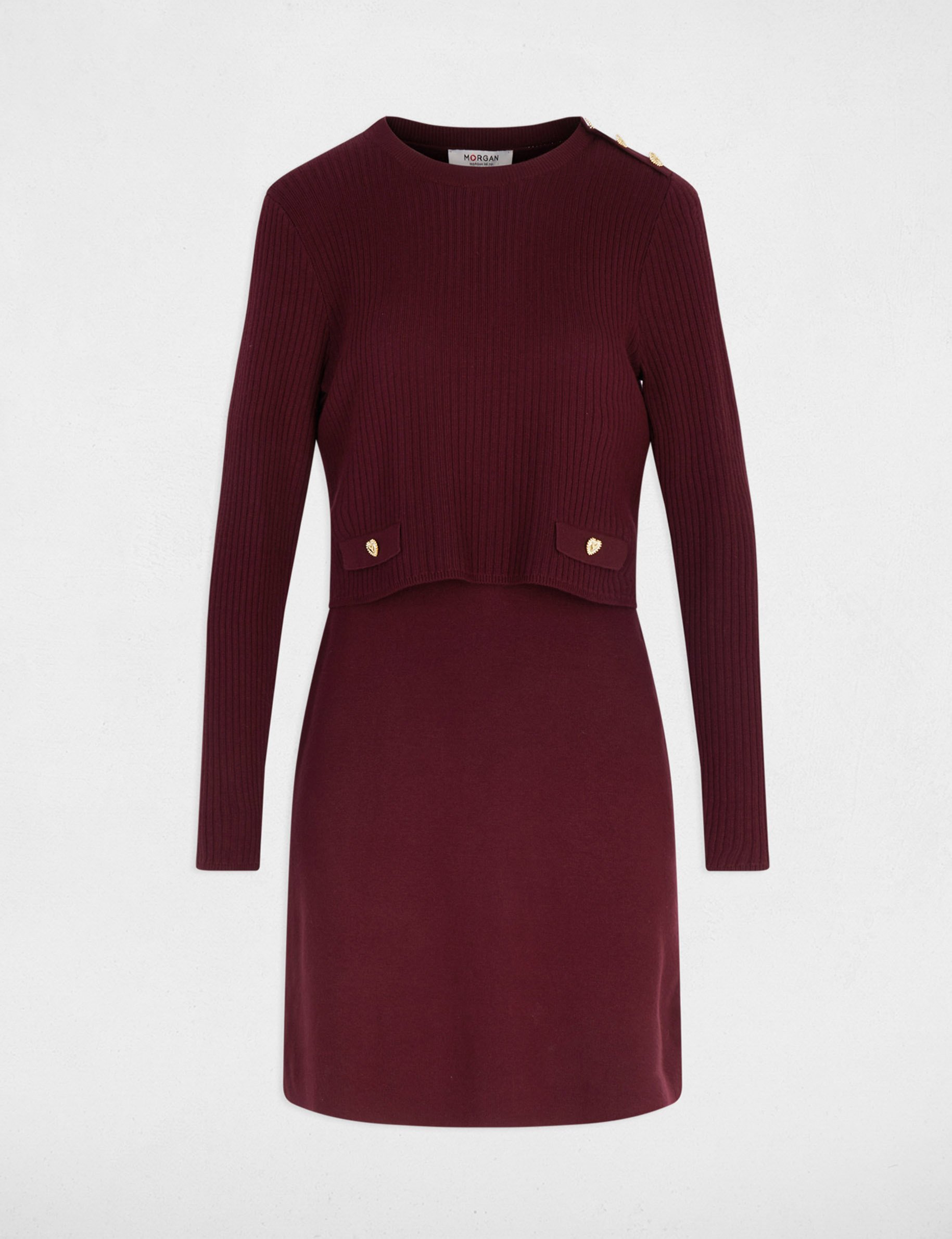 short 2 in 1 effect dress plum women Short 2-in-1 effect dress plum women