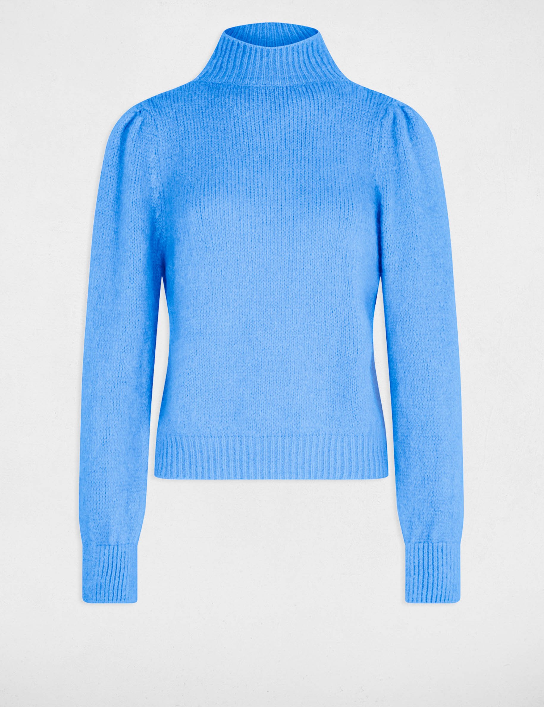 Pull col montant bleu femme