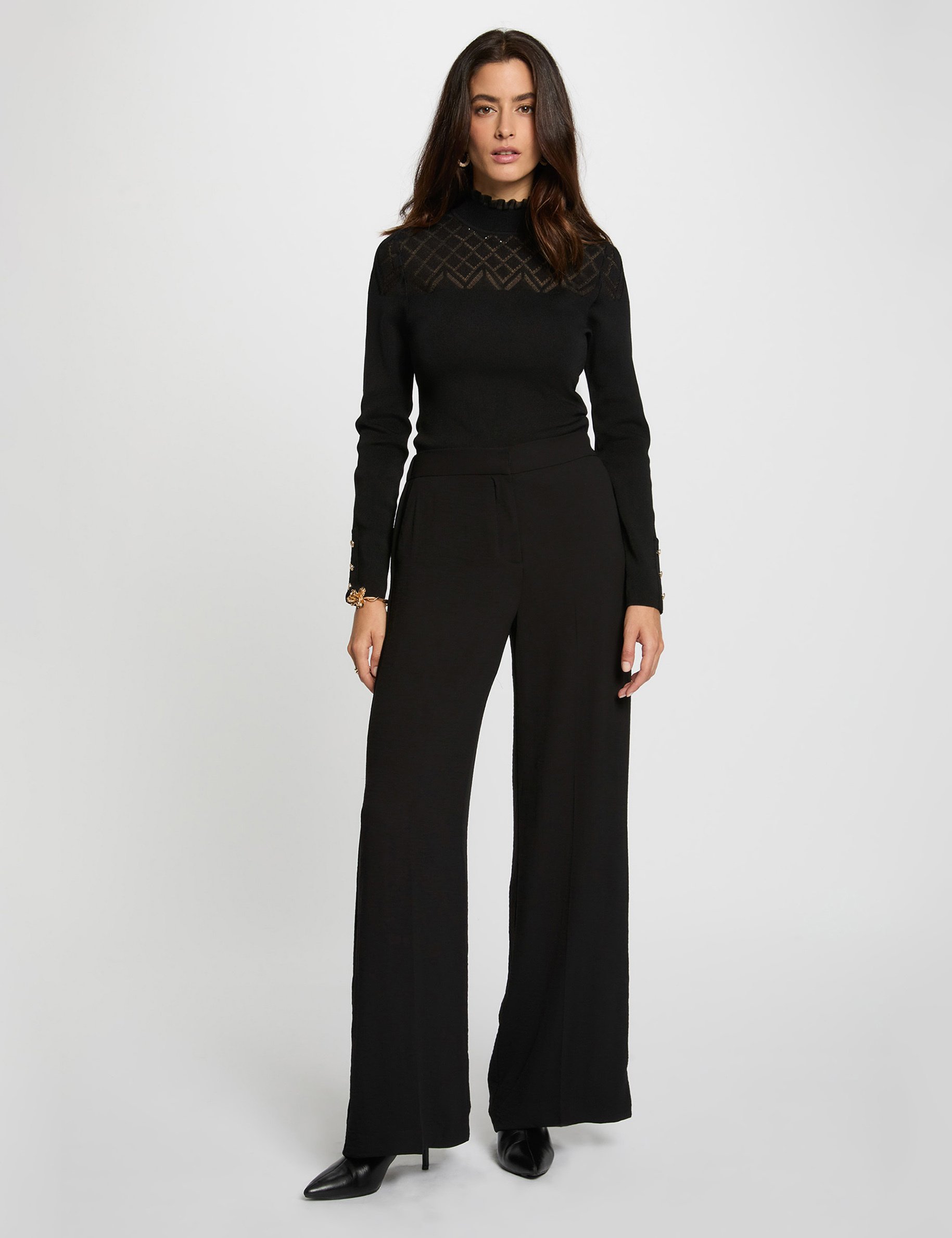 fitted openwork sweater black women Fitted openwork sweater black women