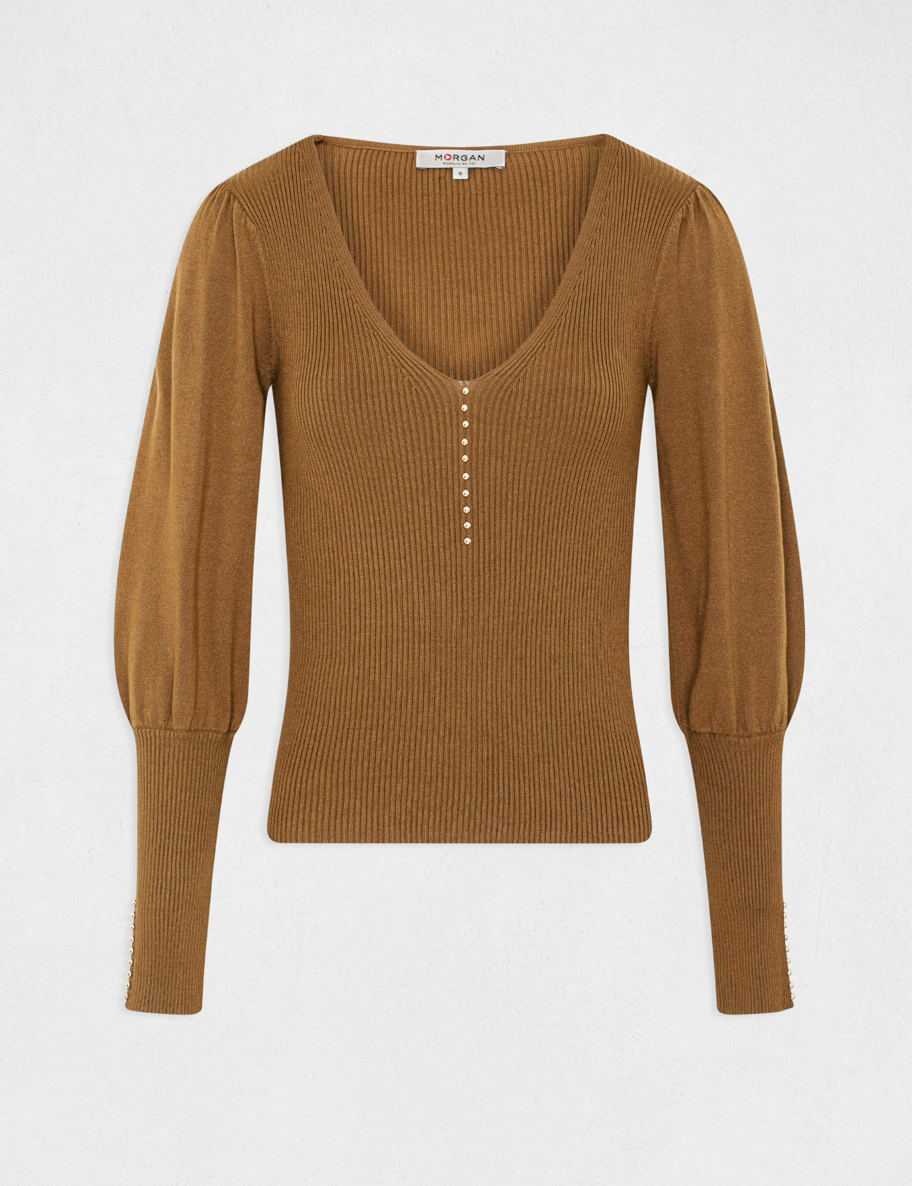 Long-sleeved jumper with buttons olive ladies'
