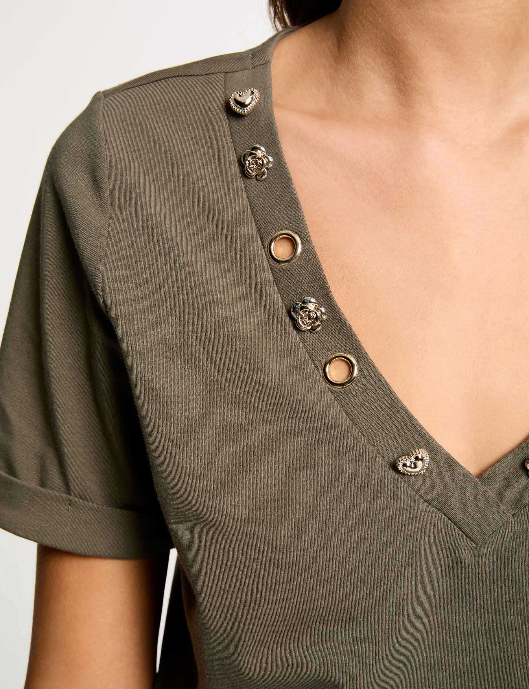 short sleeved t shirt khaki green women Short-sleeved t-shirt khaki green women