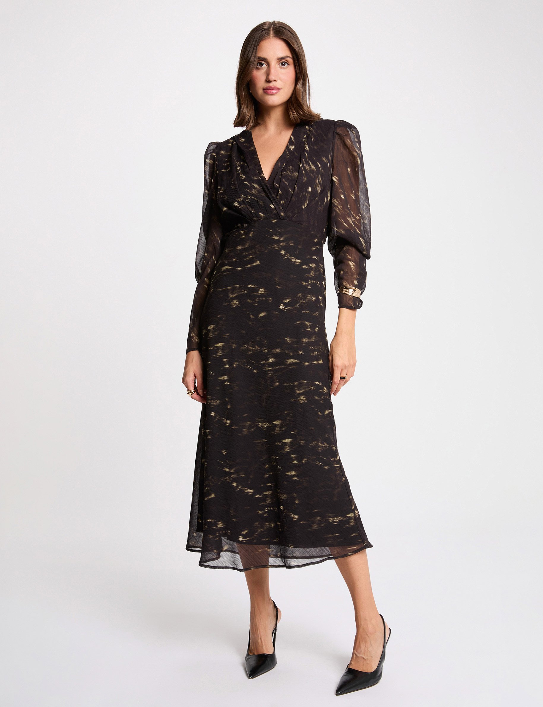 robe longue manches bouffantes multicolore femme multicolor women