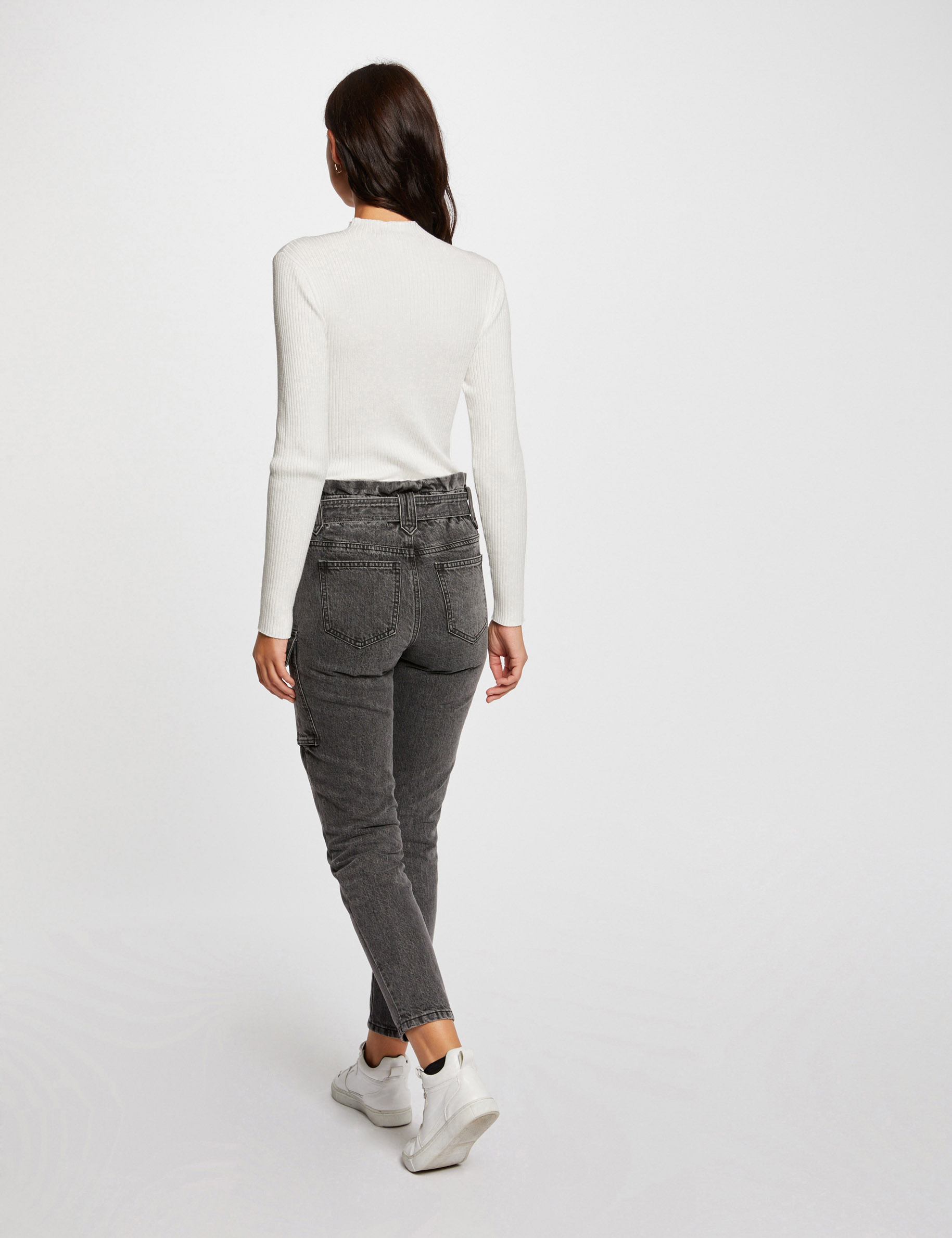 long sleeved jumper with openings ecru women Long-sleeved jumper with openings ecru women