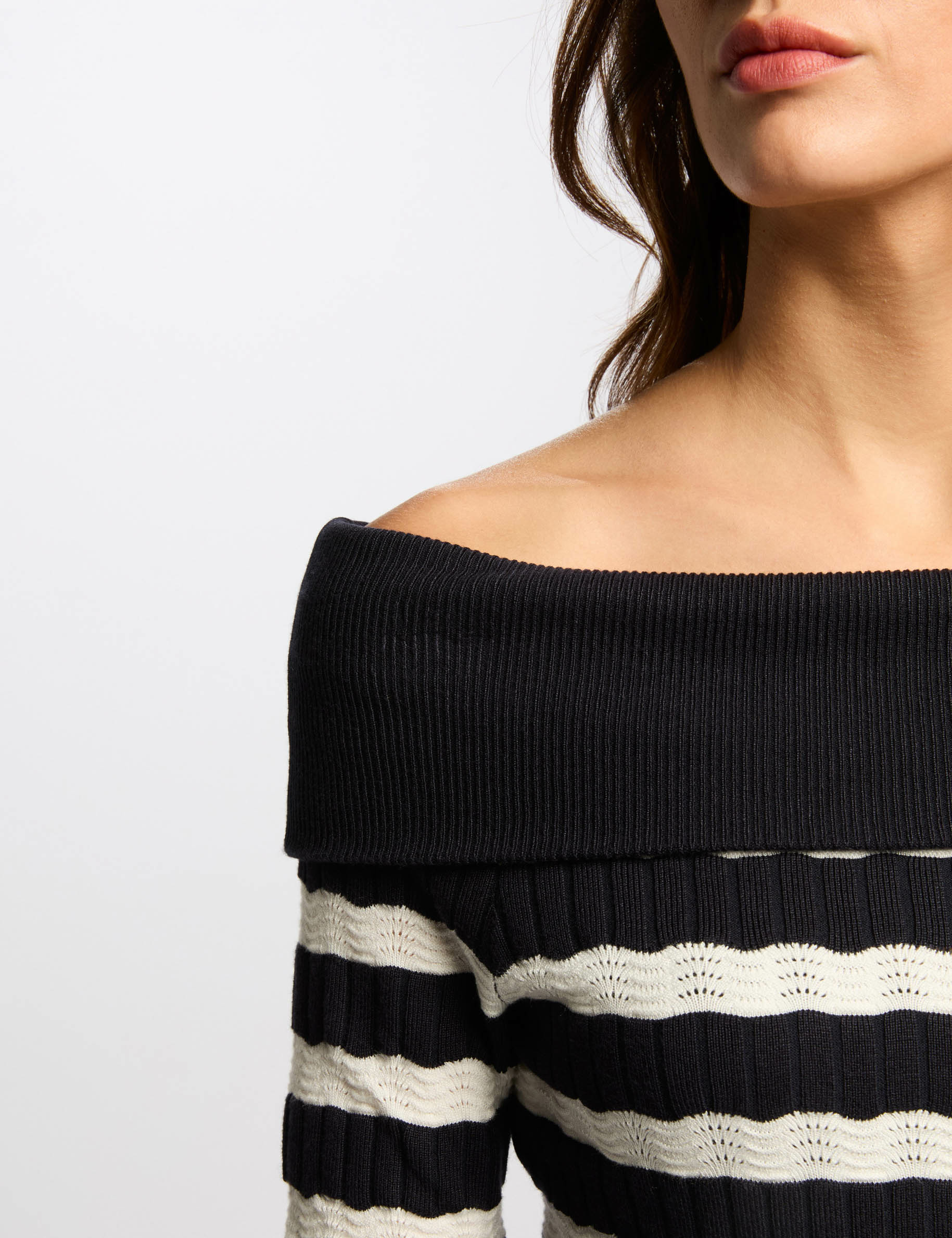 Jumper off the shoulder collar navy blue women