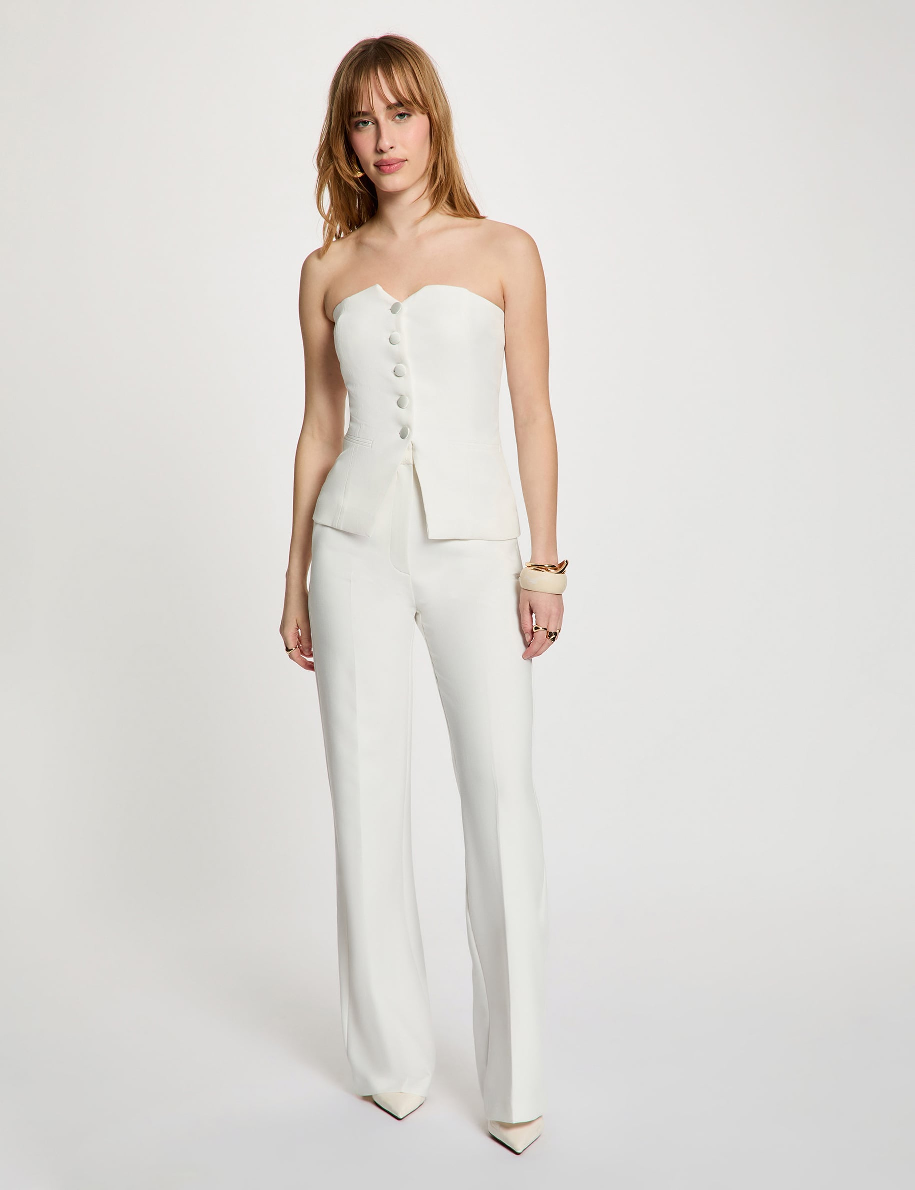 Fitted buttoned bustier white women