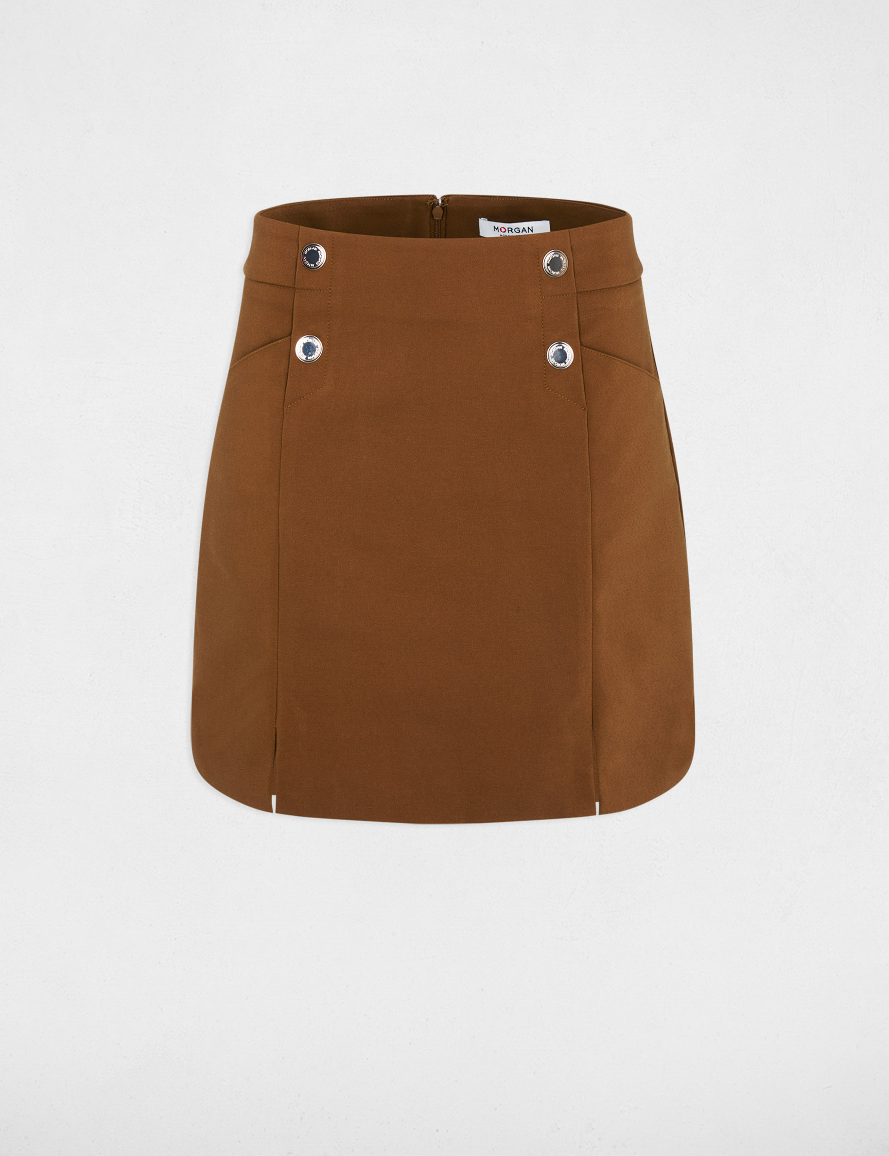 Mini skirt with buttons camel women