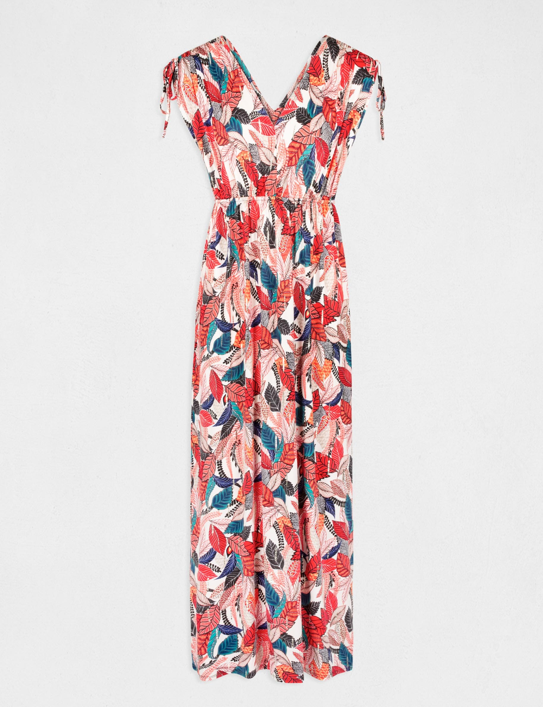 Maxi A-line dress with vegetal print ivory ladies'