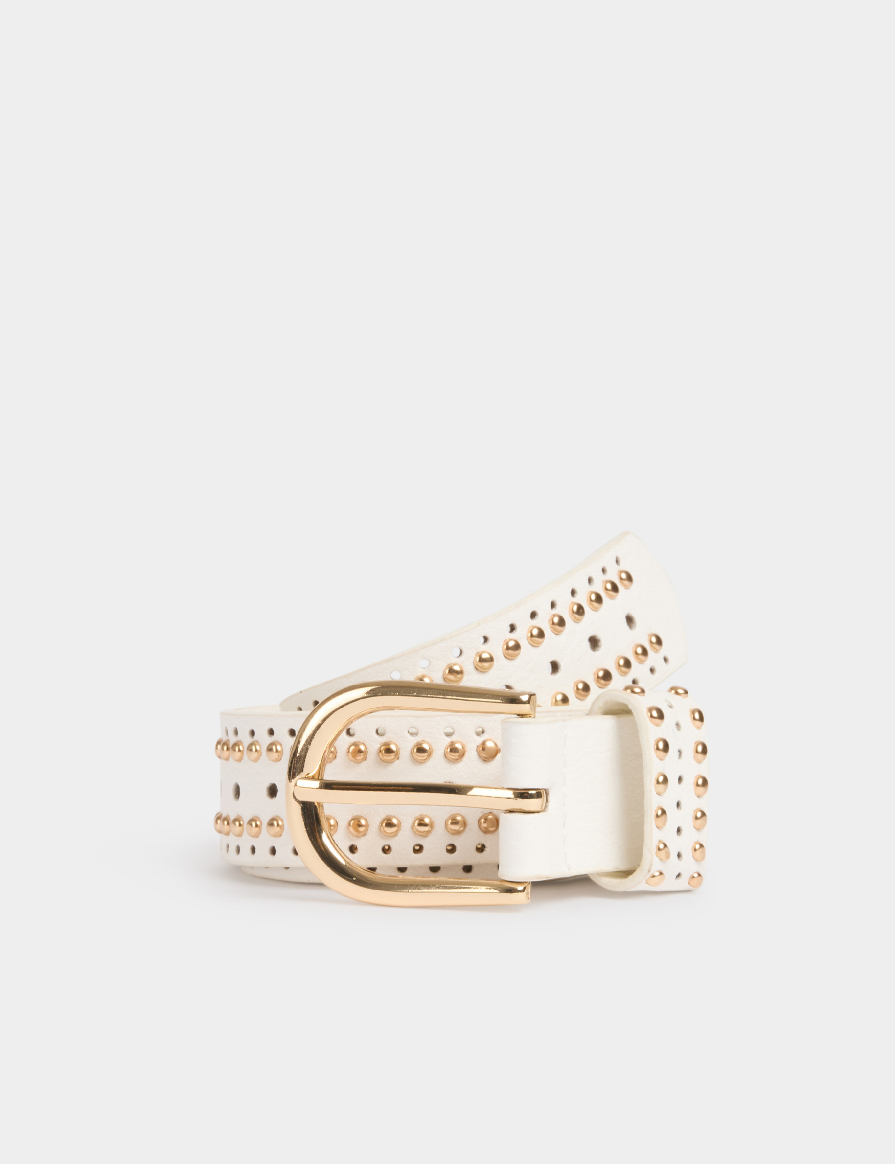 belt with studs and perforations white women Belt with studs and perforations white women