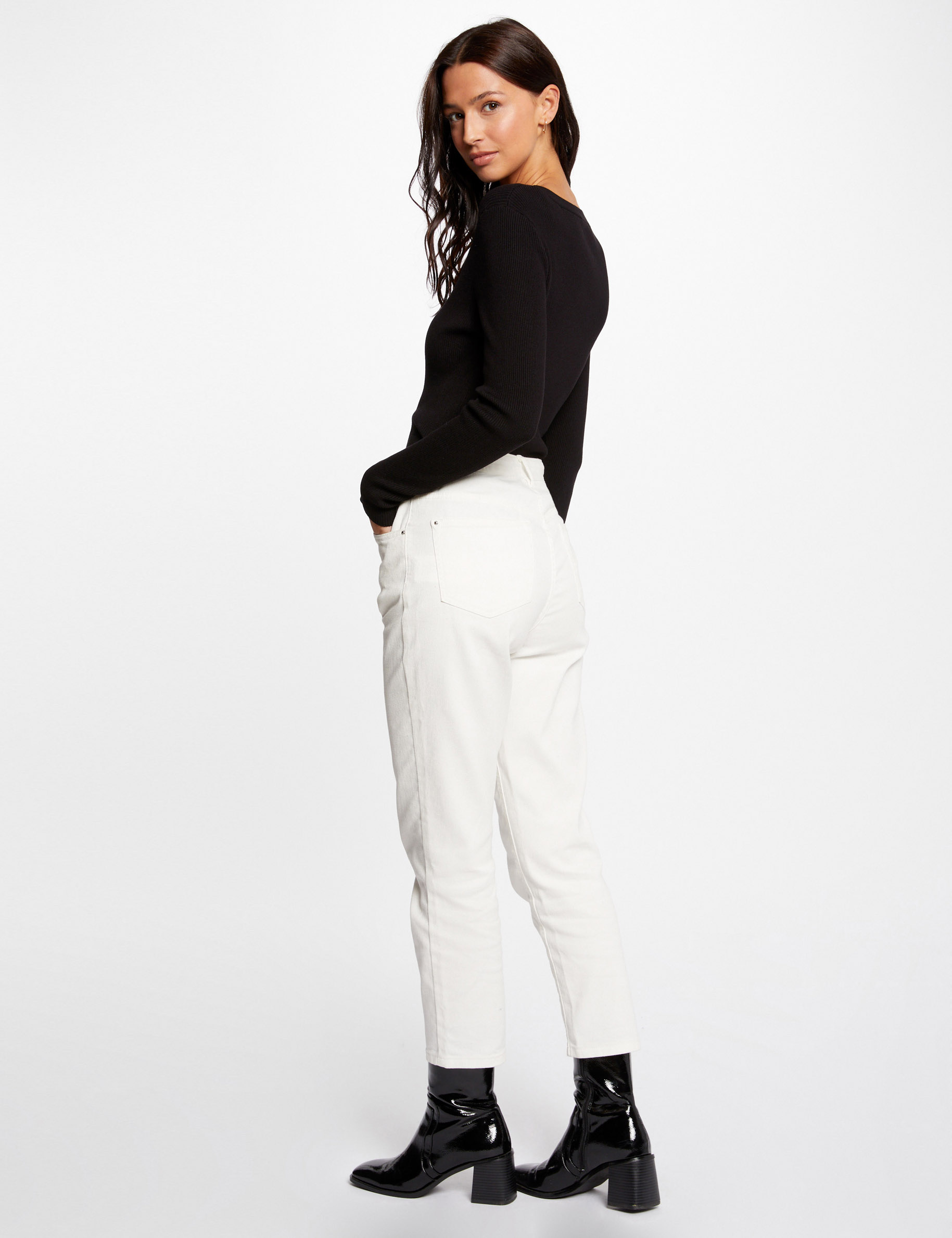 Long-sleeved jumper with buttons black ladies'